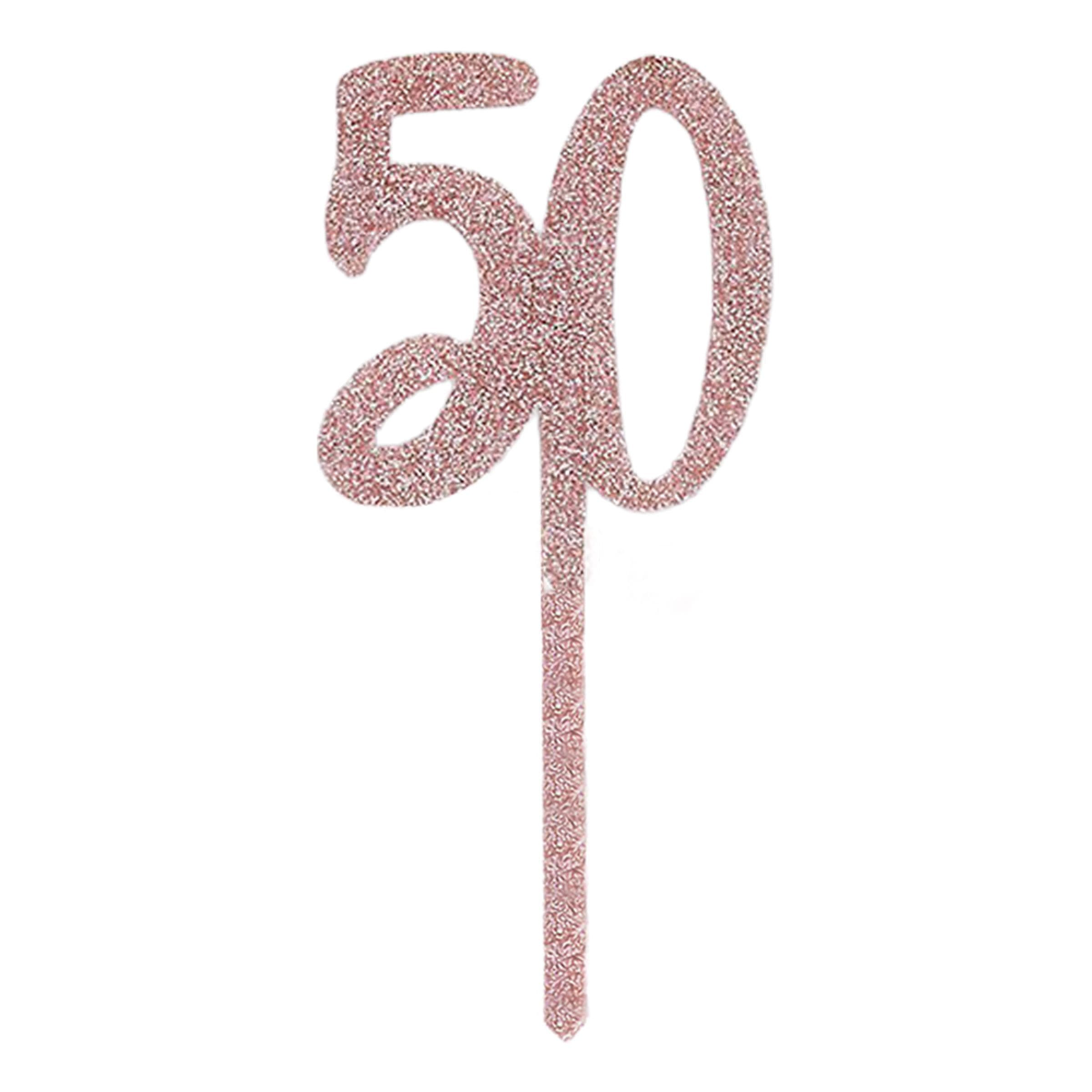 Akryylinen 50-vuotiskakkukoriste Ruusukulta – Club Green / Hootyballoon