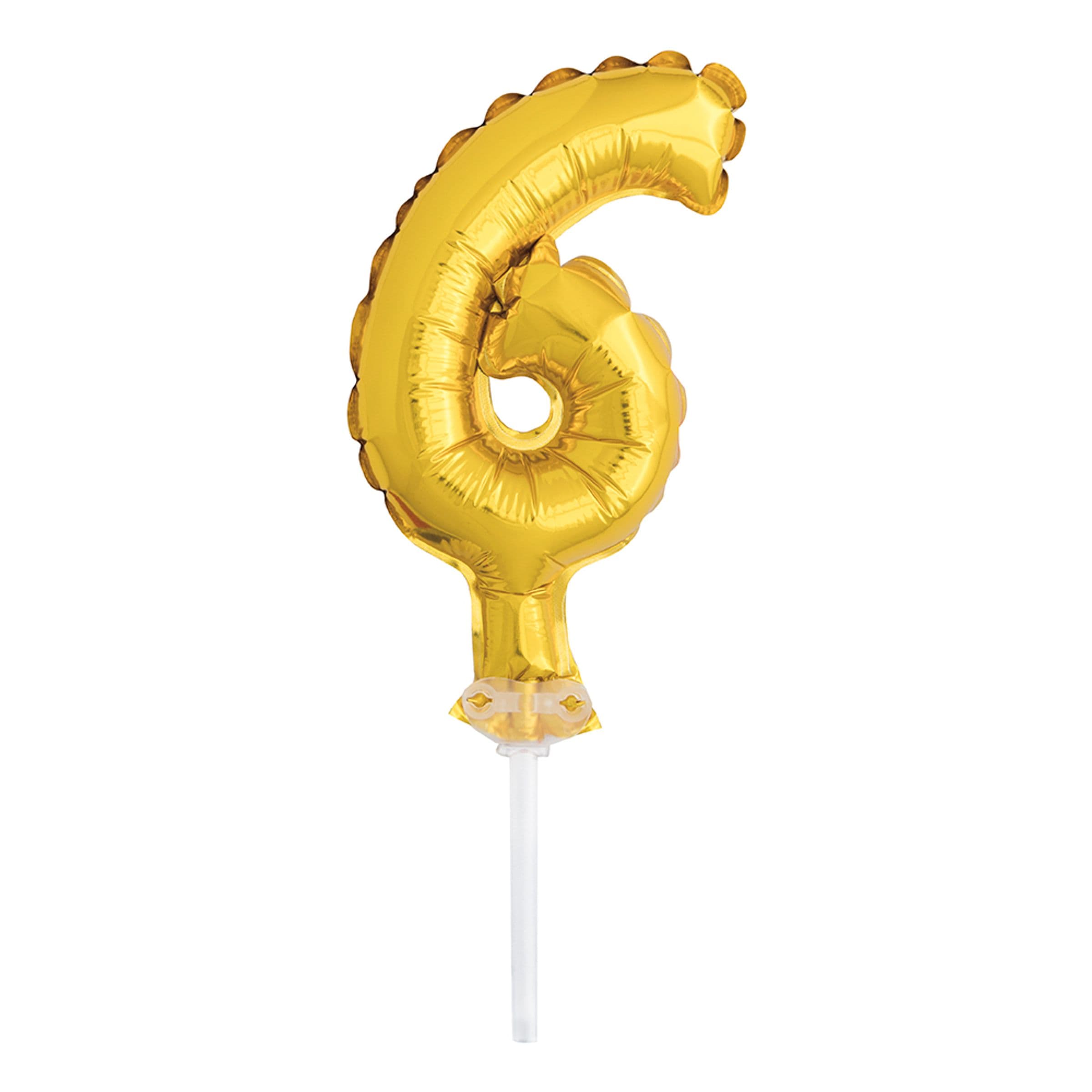 Kakkukoriste Numeroilmapallo Mini Kultainen - Numero 6 – Unique Party