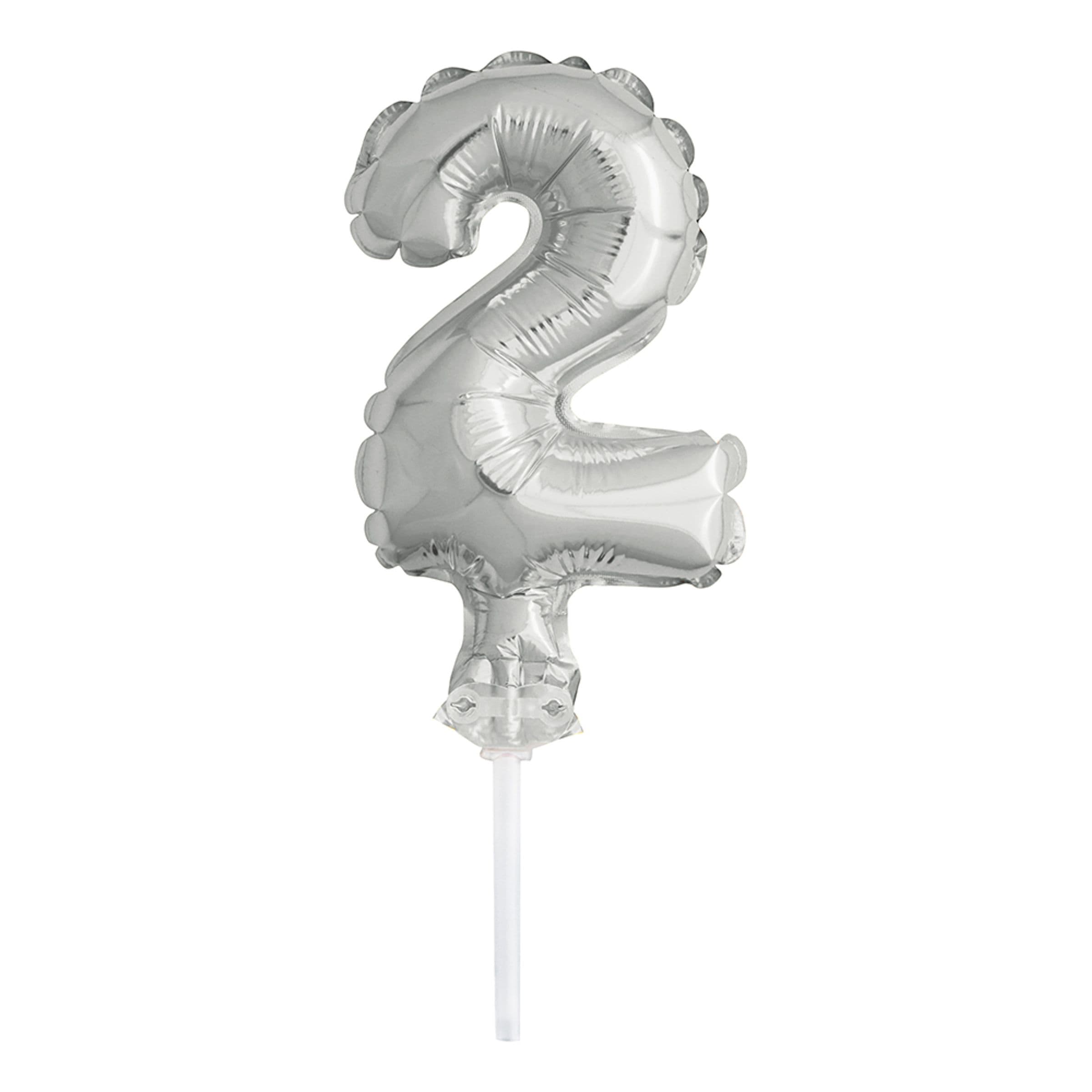 Kakkukoriste Numeroilmapallo Mini Hopea - Numero 2 – Unique Party