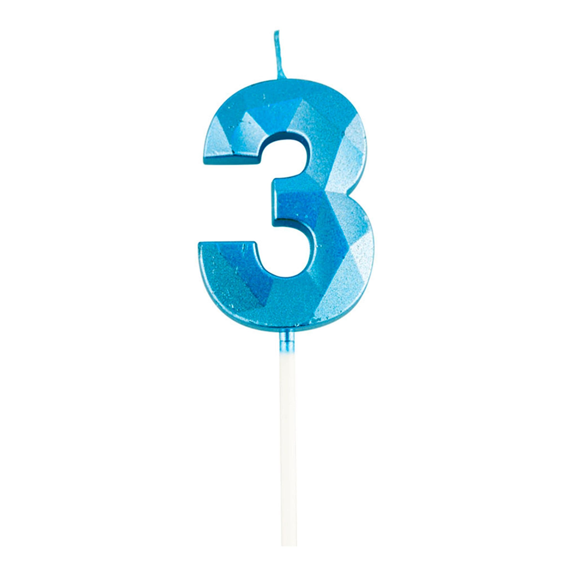 Kakkukynttilä Numero Timantti Vaaleansininen - Numero 3 – ESPA