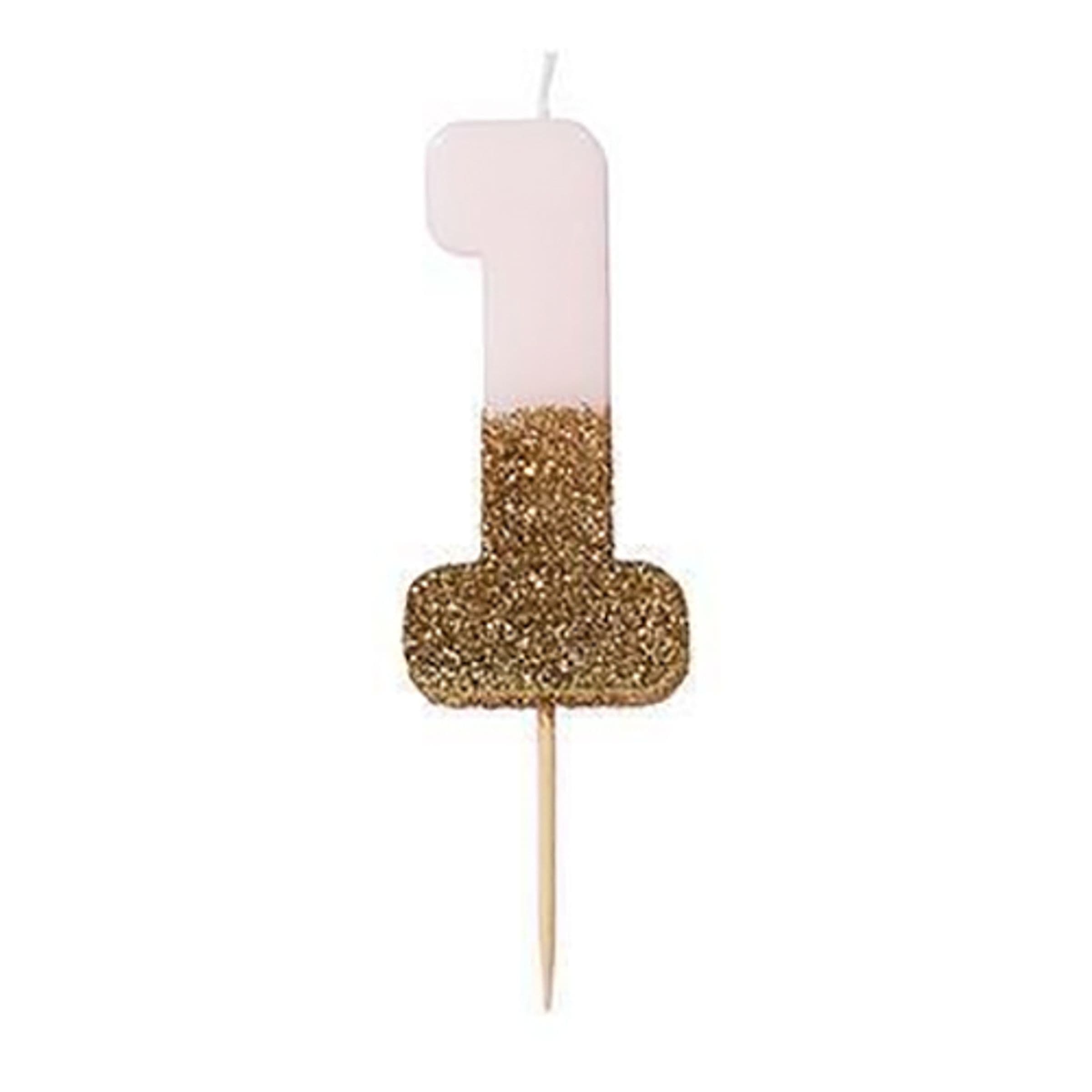 Kakkukynttilät Numerot Vaaleanpunainen/Kultakimalle - Numero 1 – Talking Tables