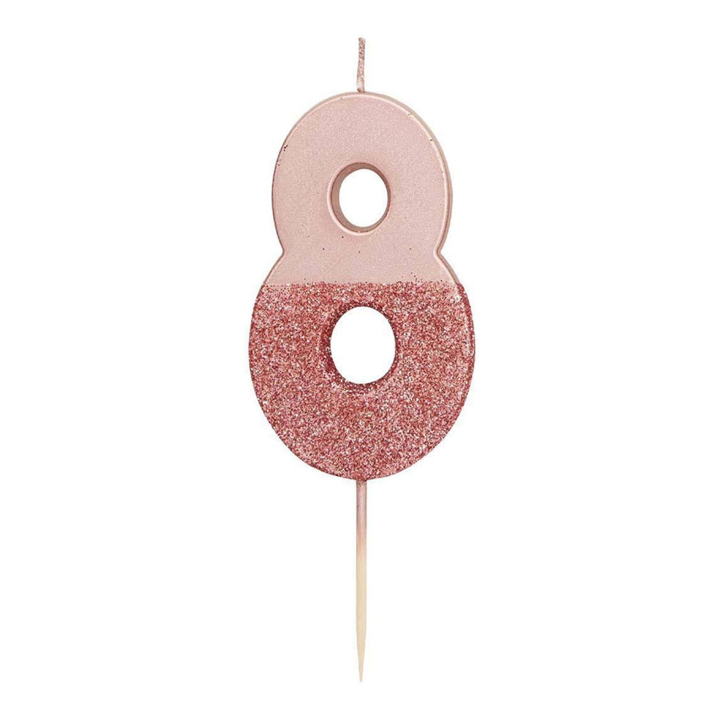 Kakkukynttilä Numero Ruusukulta/Kimalle - 8 Vuotta – Talking Tables