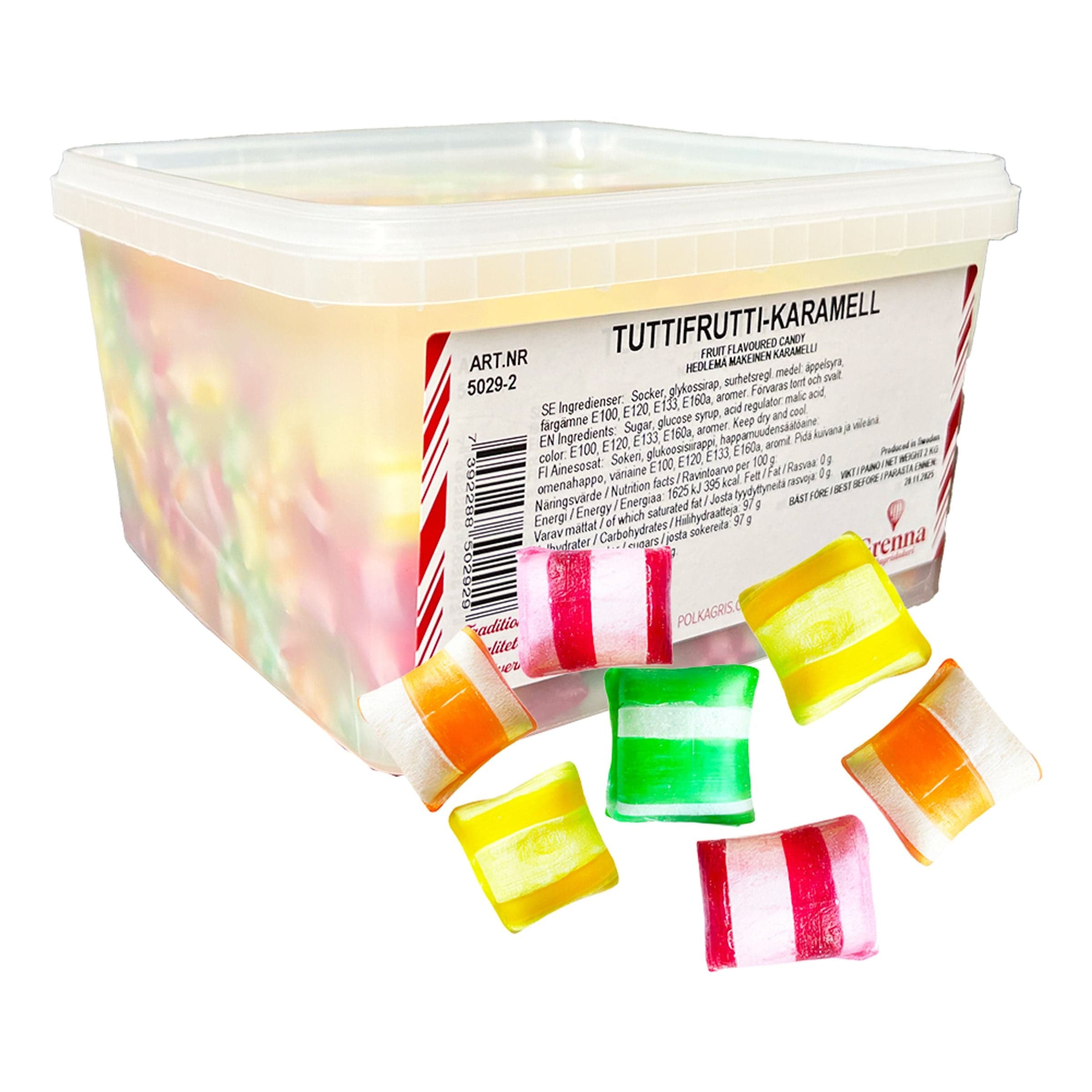 Grenna Tutti Frutti Karamellit Suurpakkaus - 2 kg – ERT Godis Bulk