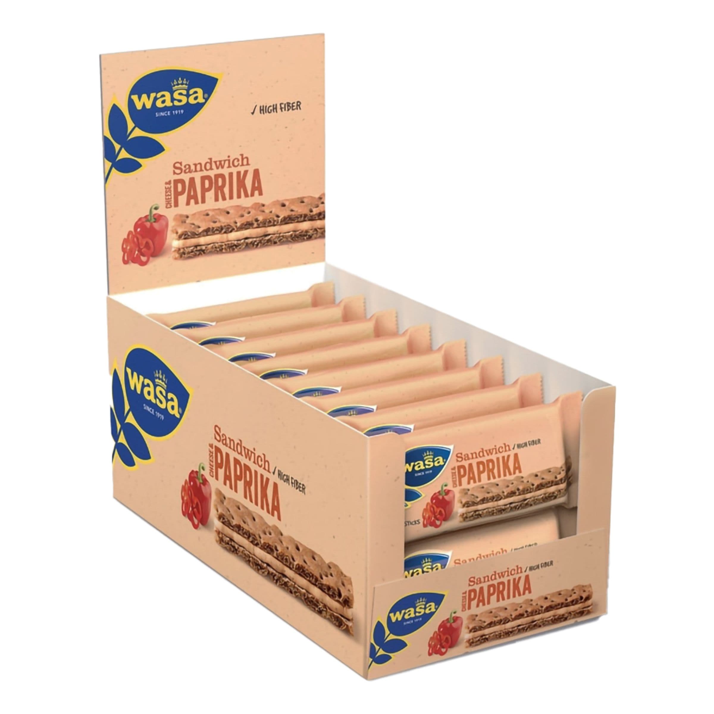 Wasa Sandwich Paprika Suurpakkaus - 24 x 30 g – ERT Godis Bulk