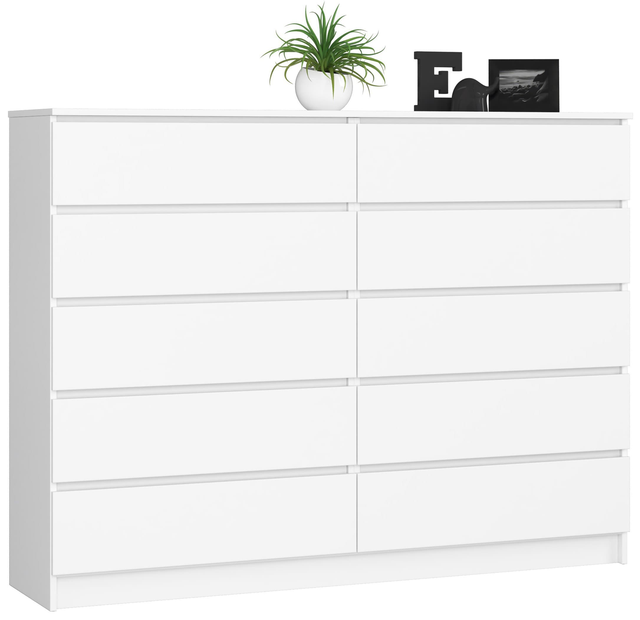 Akord Lipasto 10 laatikkoa Valkoinen 160x40x121 – Akord