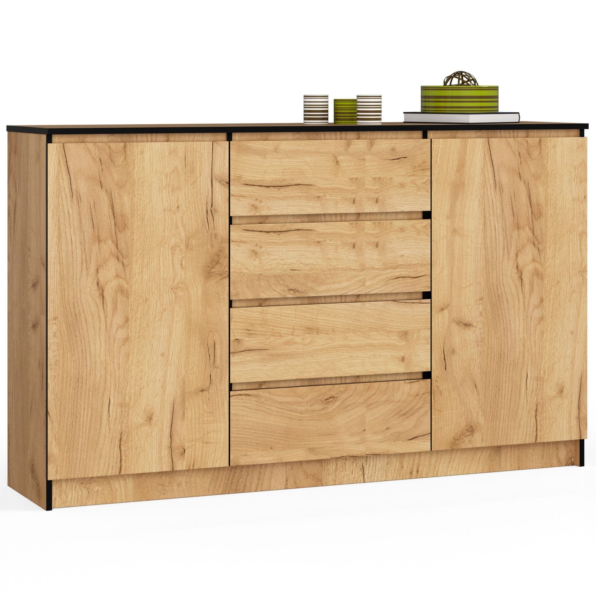 Akord Senkki 2 Ovet 4 Laatikkoa Craft-tammi 160x40x99 – Akord