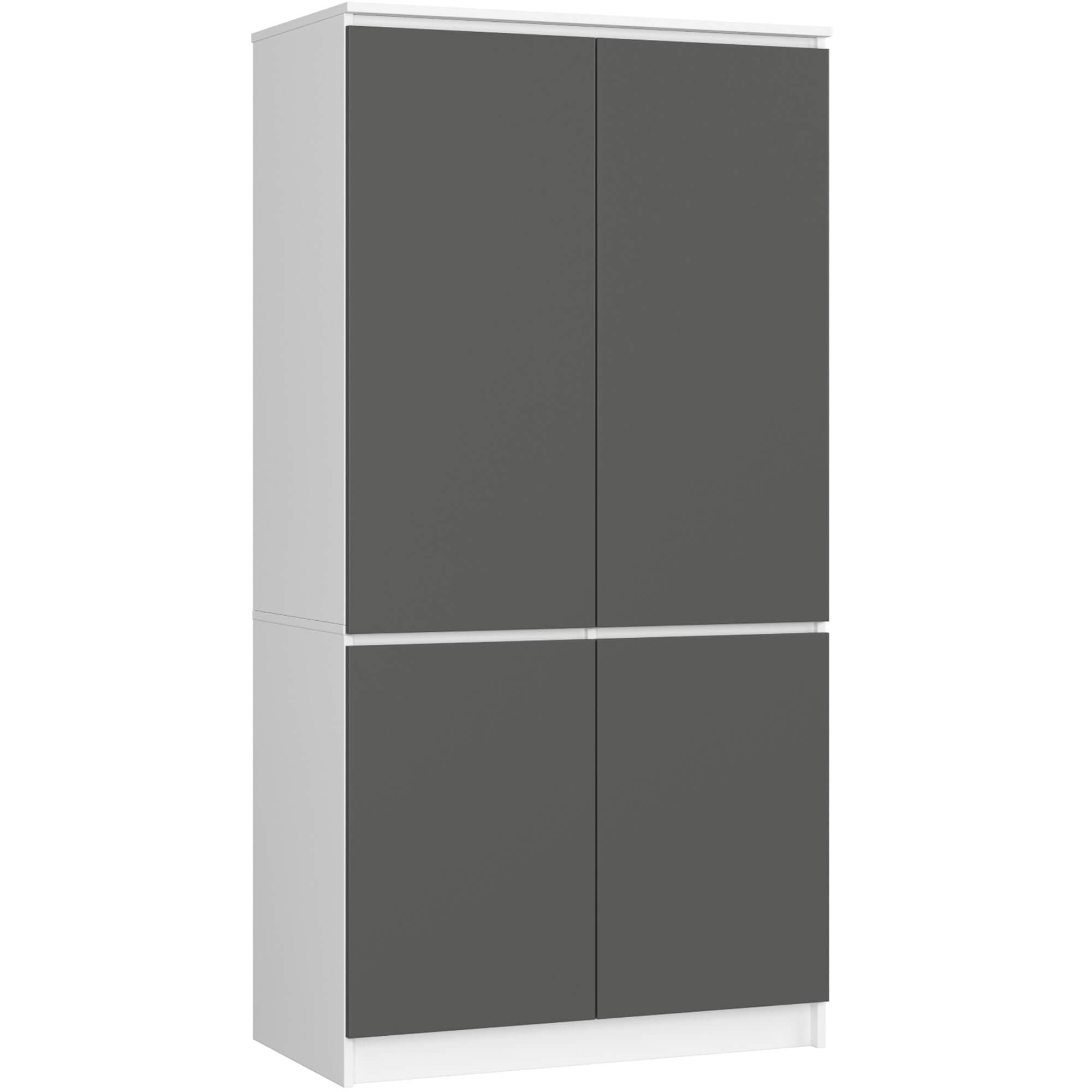 Akord Vaatekaappi 4-ovinen Valkoinen/Harmaa 90x51x180 – Akord