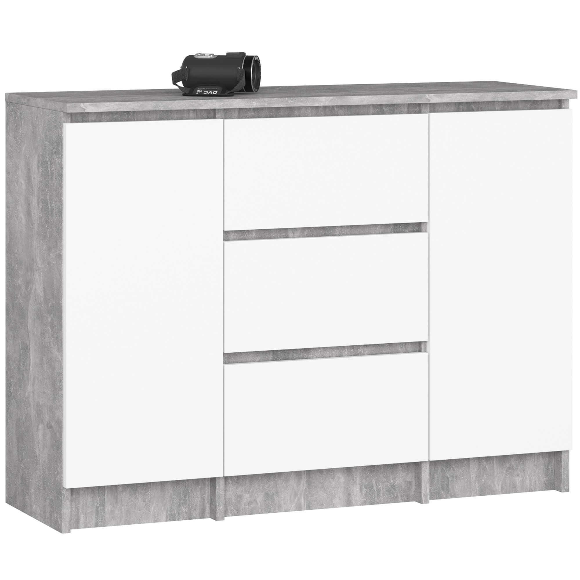 Akord Lipasto 2 Ovea 3 Laatikoa Betoni/Valkoinen 101x35x76 – Akord