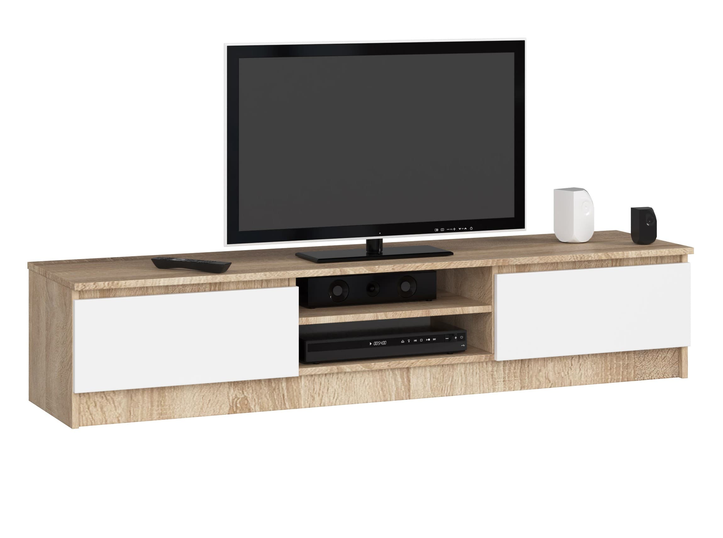 Akord TV-taso Sonoma-tammi/Valkoinen 160x40x33 – Akord
