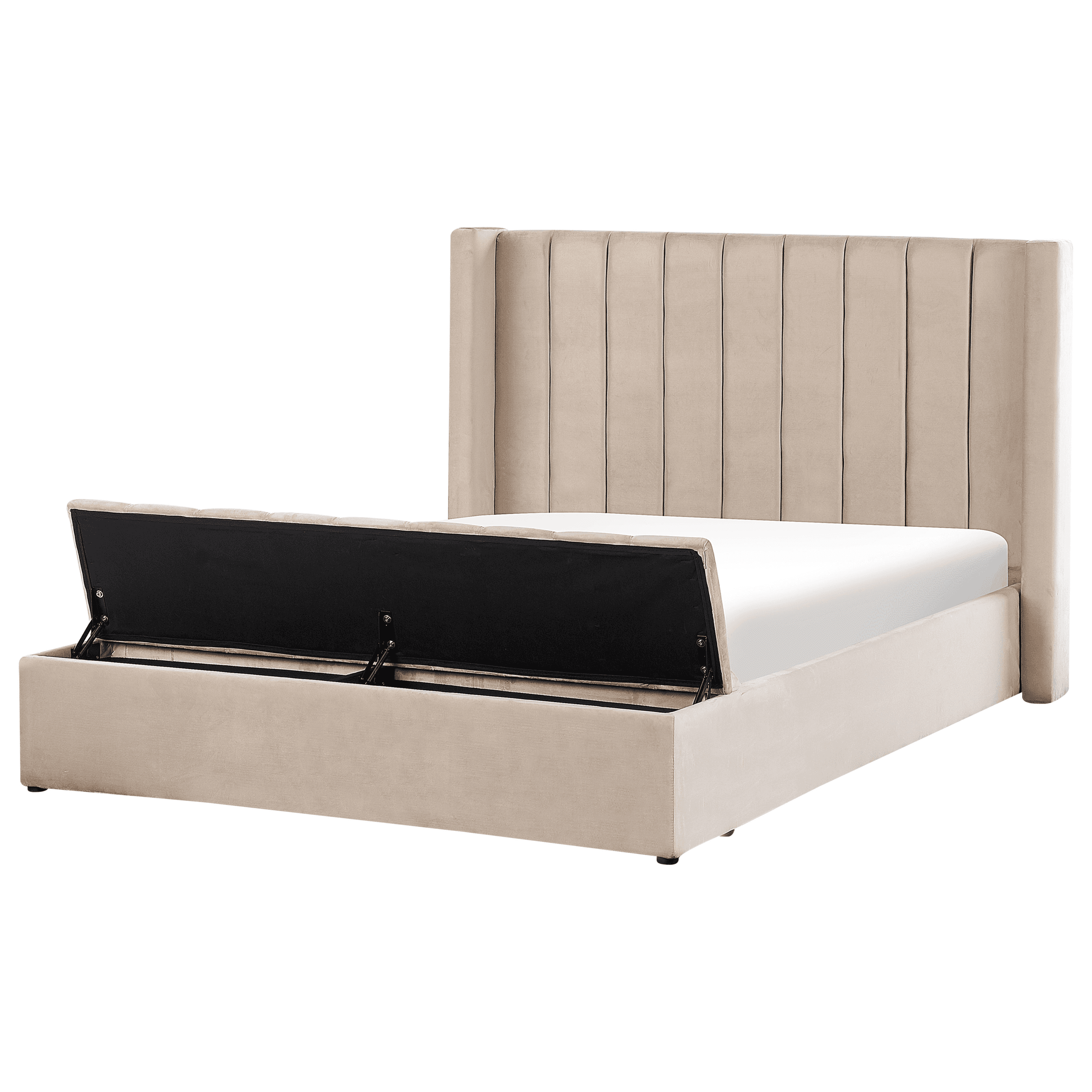 Vesisänky säilytyspenkillä sametti NOYERS 160 x 200 cm Beige – Beliani
