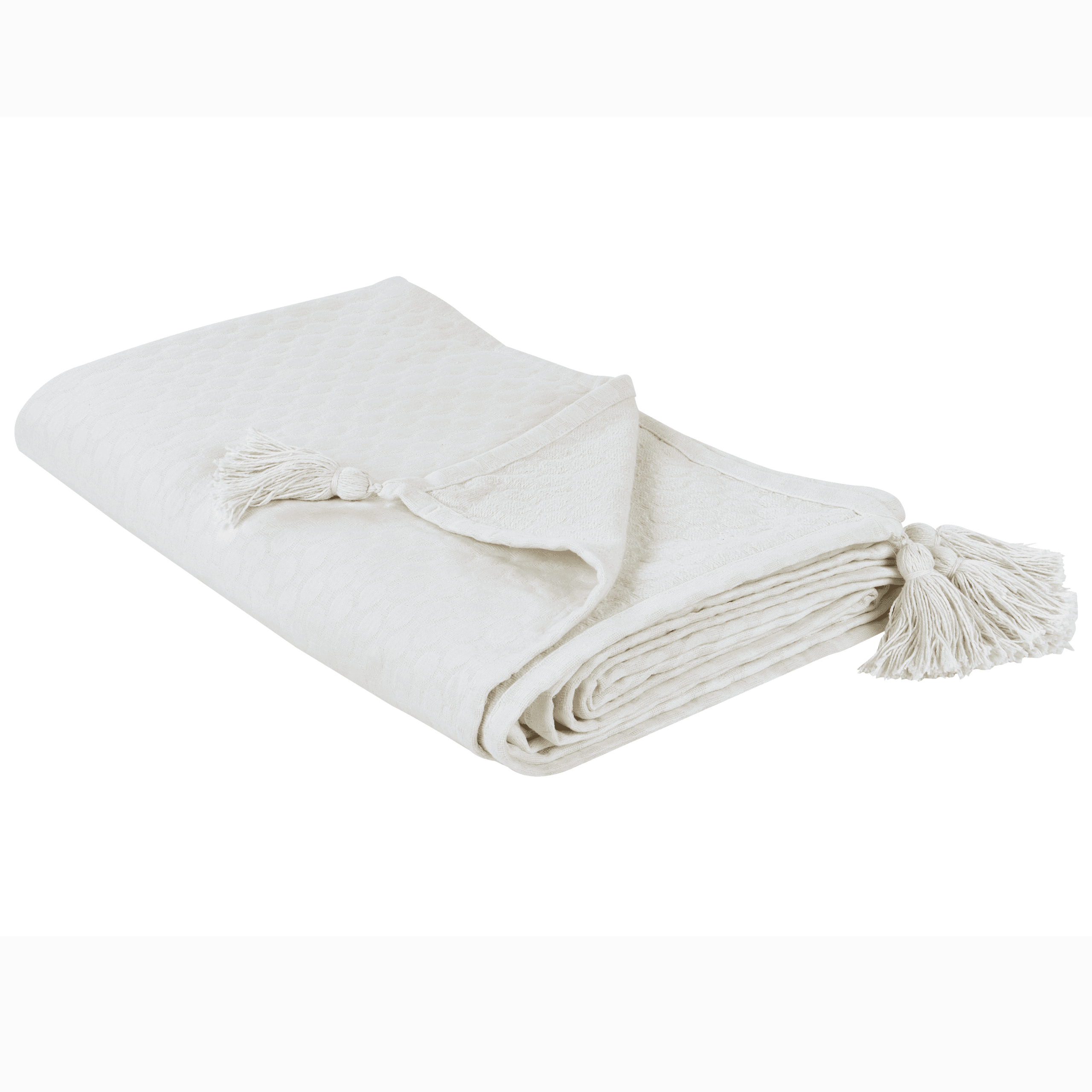 Päiväpeitto LINDULA puuvilla 150 x 200 cm Luonnonvalkoinen – Beliani