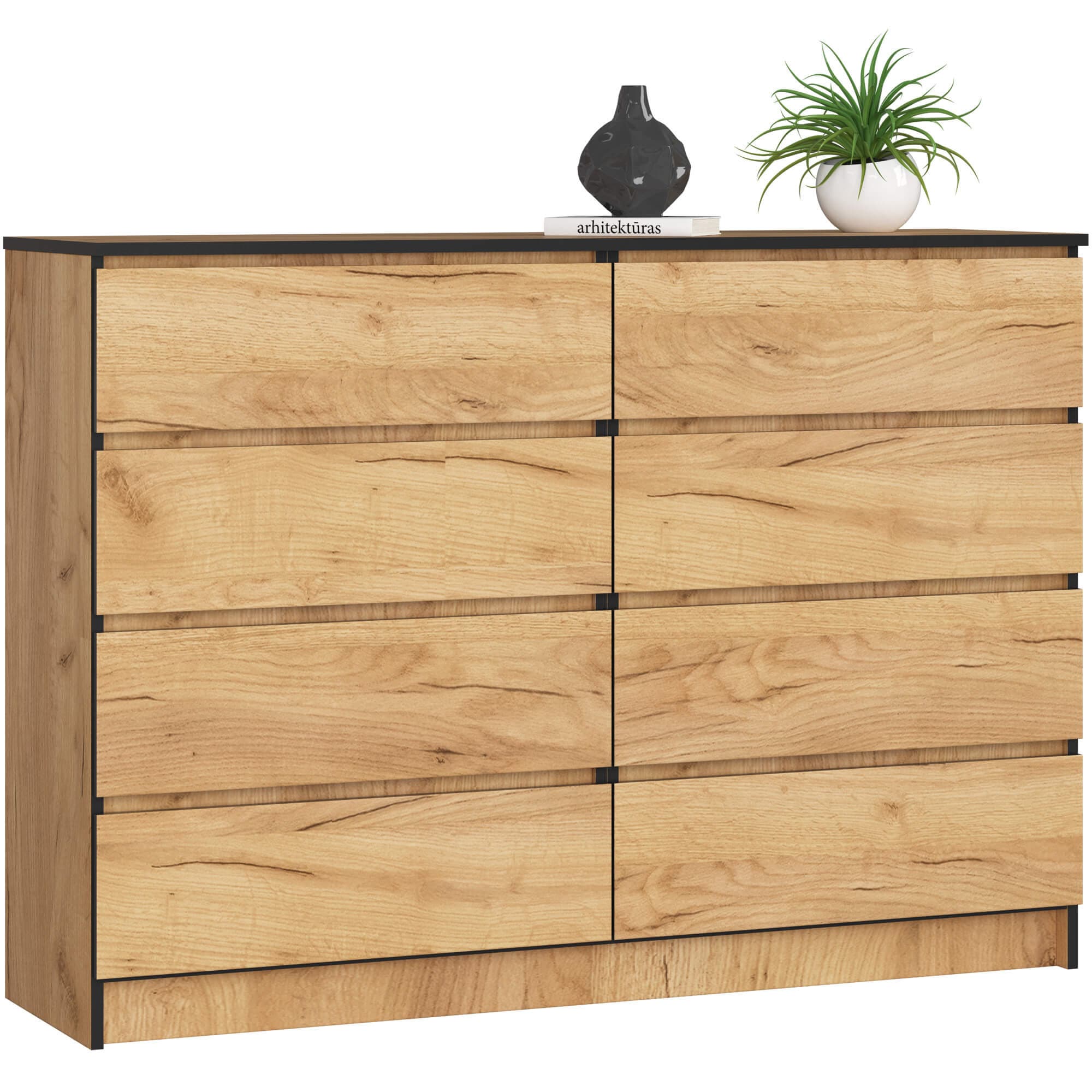 Akord Lipasto 8 laatikkoa Craft-tammi 138x40x99 – Akord