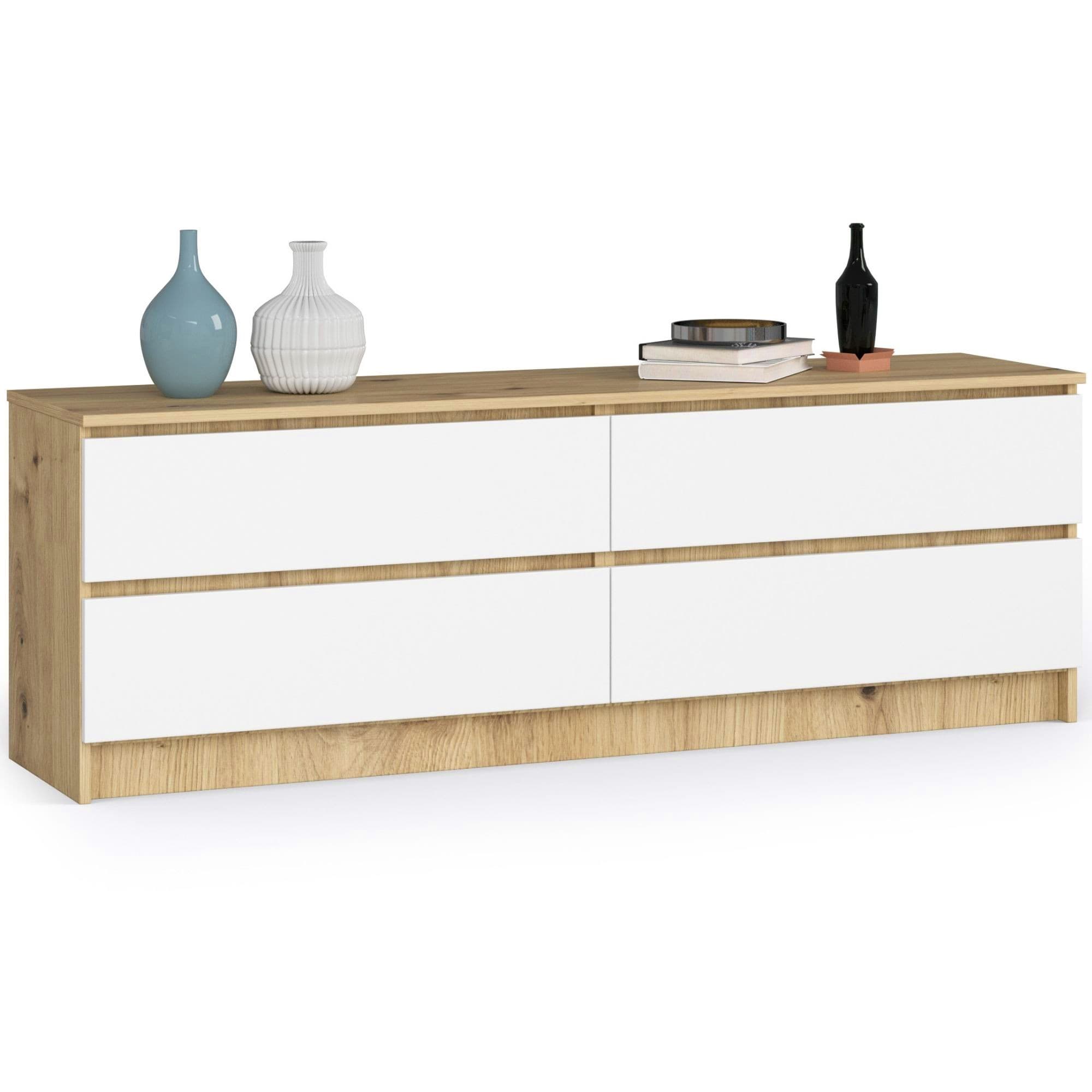 Akord Lipasto 4 laatikkoa Artisan-tammi/Valkoinen 160x40x55 – Akord