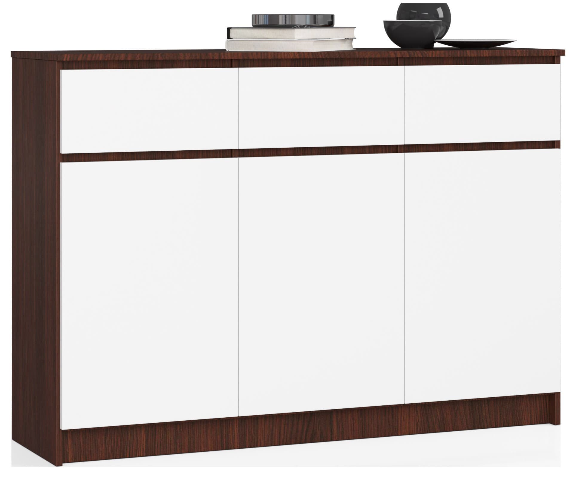 Akord Lipasto 3 Ovet 3 Laatikkoa Wenge/Valkoinen 138x40x99 – Akord