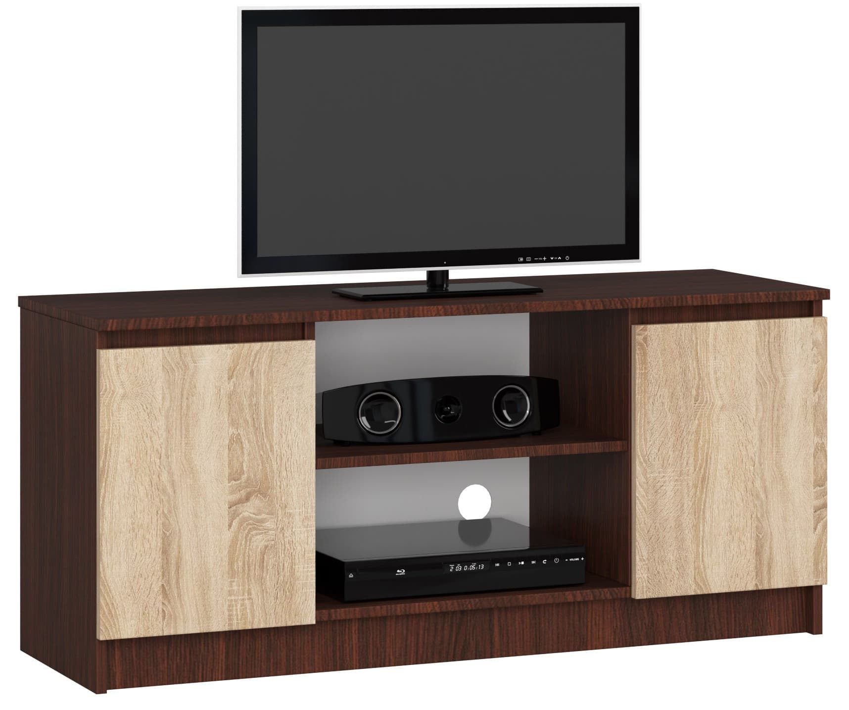 Akord TV-taso 2 ovea 1 hylly Wenge/Sonoma-tammi 120x40x55 – Akord
