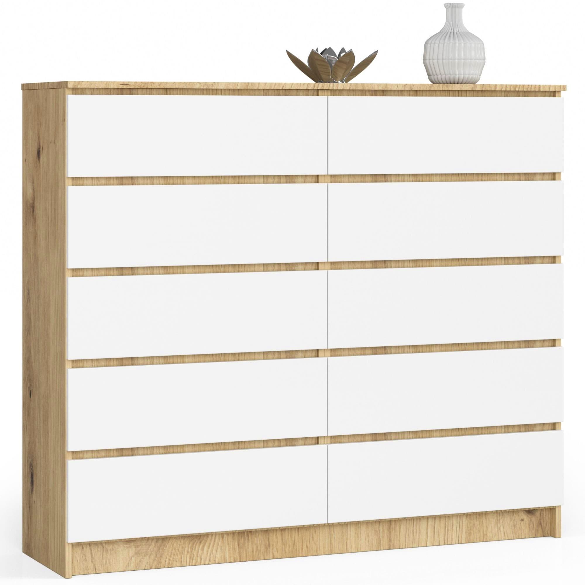 Akord Lipasto 10 Laatikoa Artisan-tammi/Valkoinen 138x40x121 – Akord
