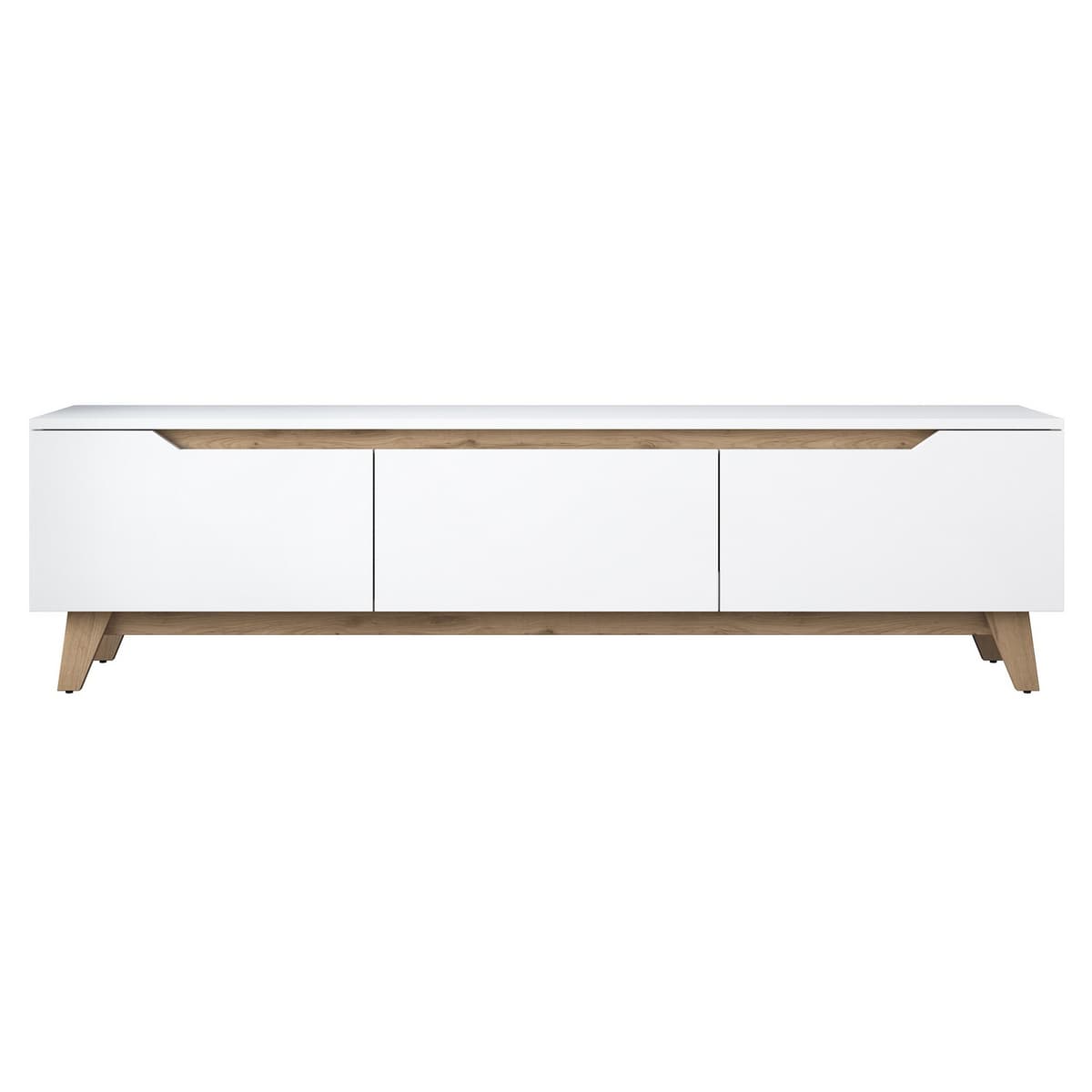 Norda Design moderni TV-taso seinäkiinnitysmahdollisuudella, valkoinen ja pähkinä, 180 cm | 100 % melamiinipinnoitettu, 18 mm paksu – Norda Design