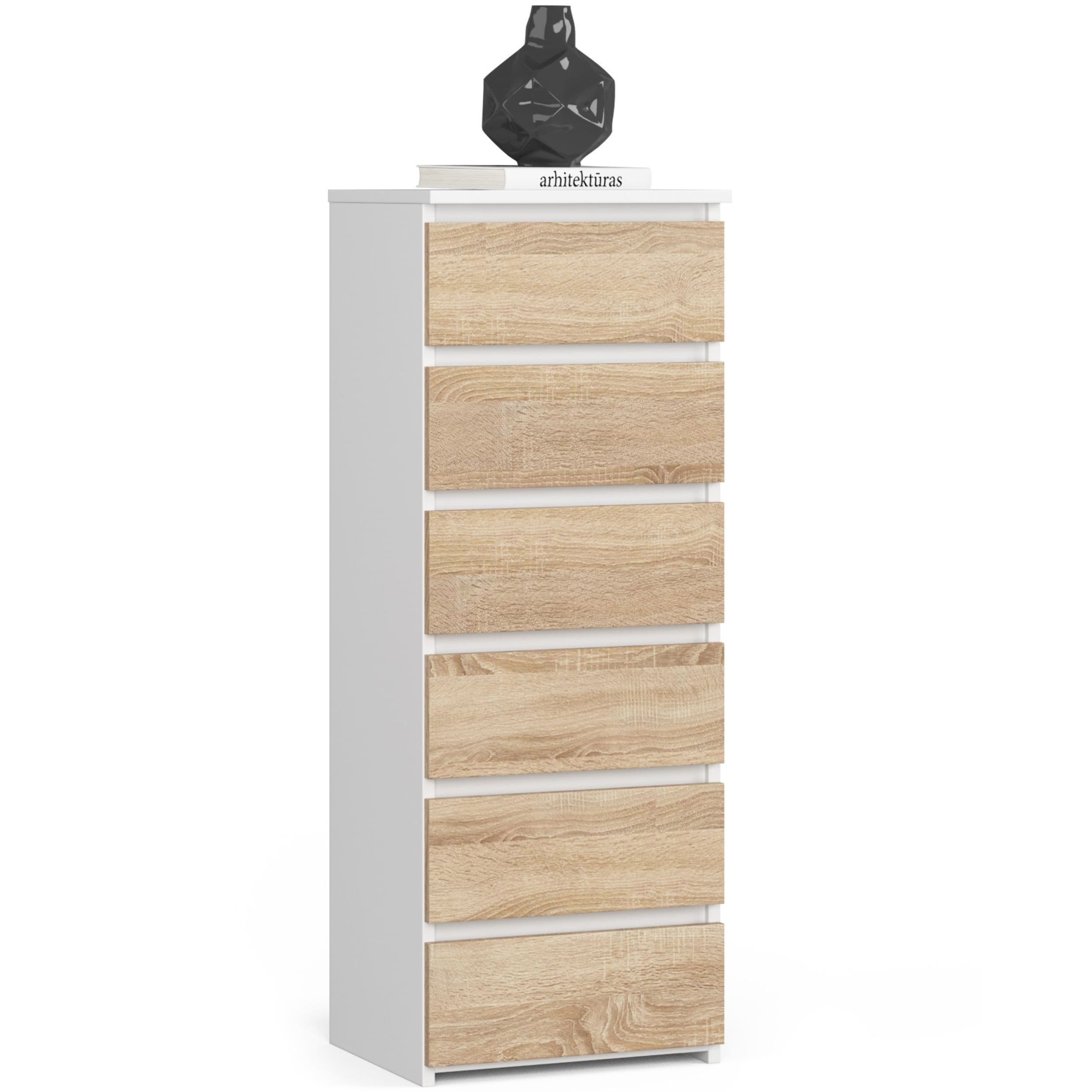 Akord Korkea lipasto Valkoinen/Sonoma-tammi 40x35x109 – Akord