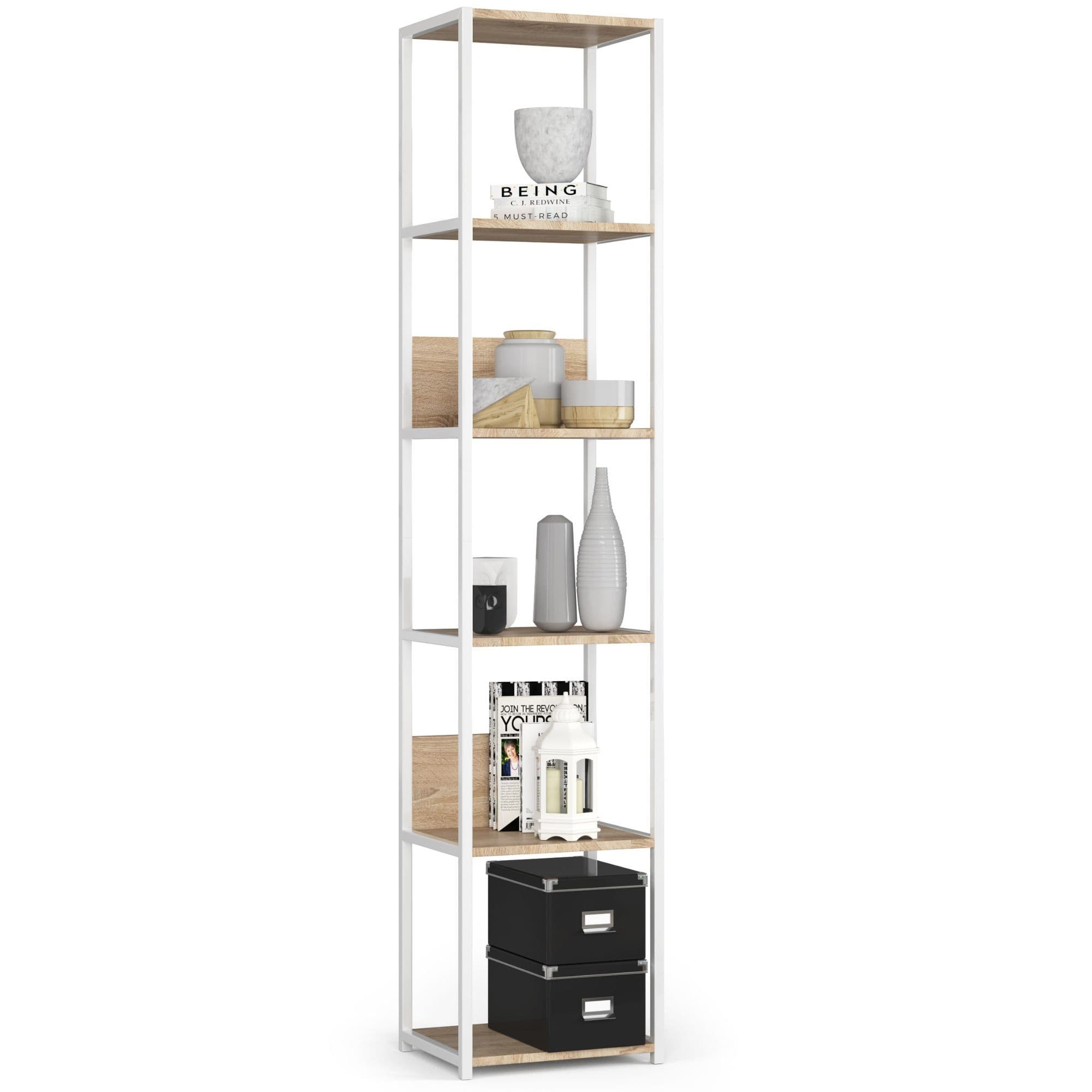 Akord Metallihylly Loft Valkoinen/Sonoma-tammi 40x32x192 – Akord