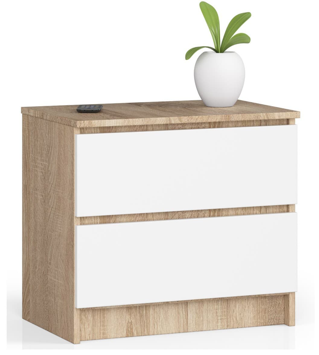 Akord Lipasto 2 Laatikoa Sonoma-tammi/Valkoinen 60x40x55 – Akord