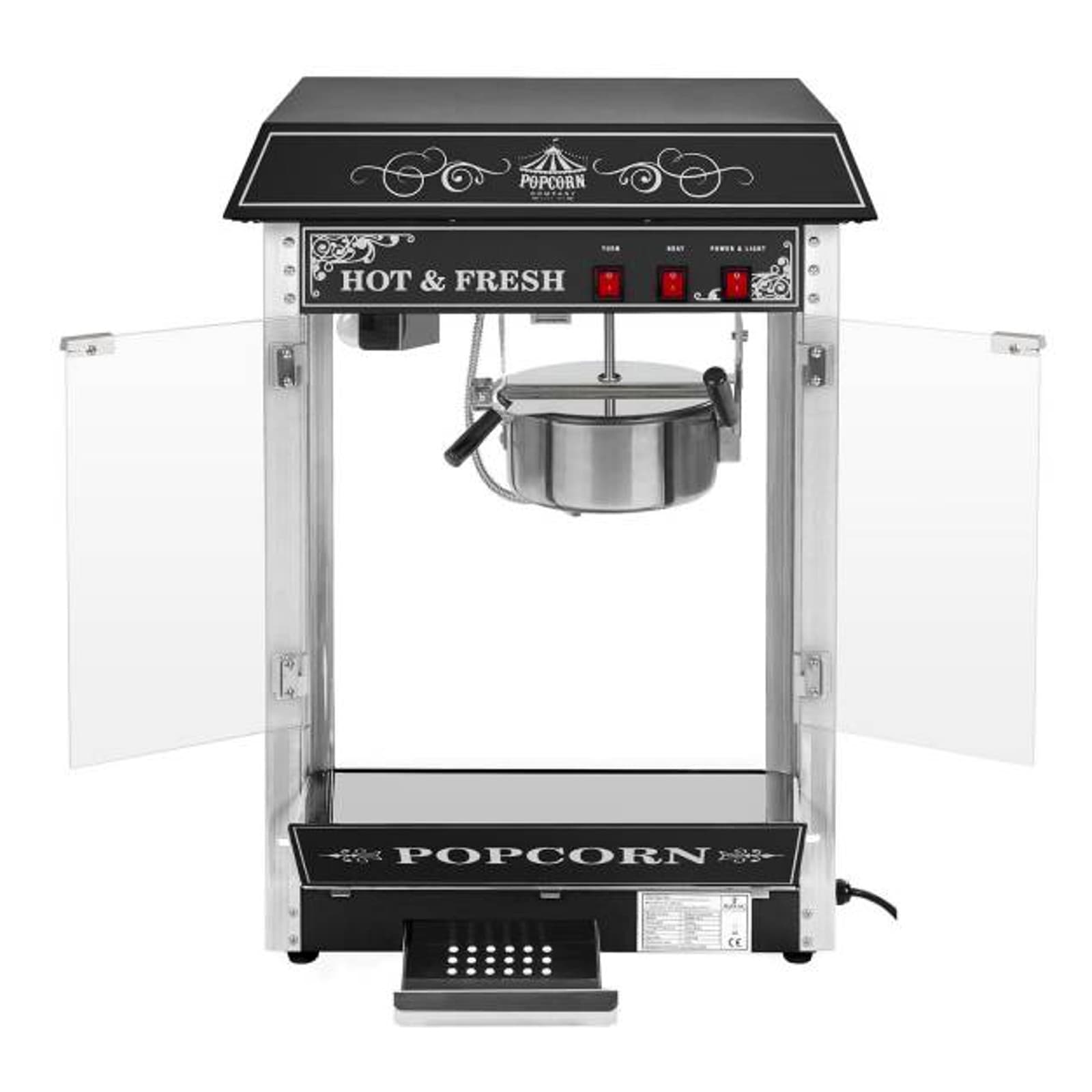 Ammattimainen, tehokas, säädettävä popcorn-kone 230V 1,6kW musta – Royal Catering