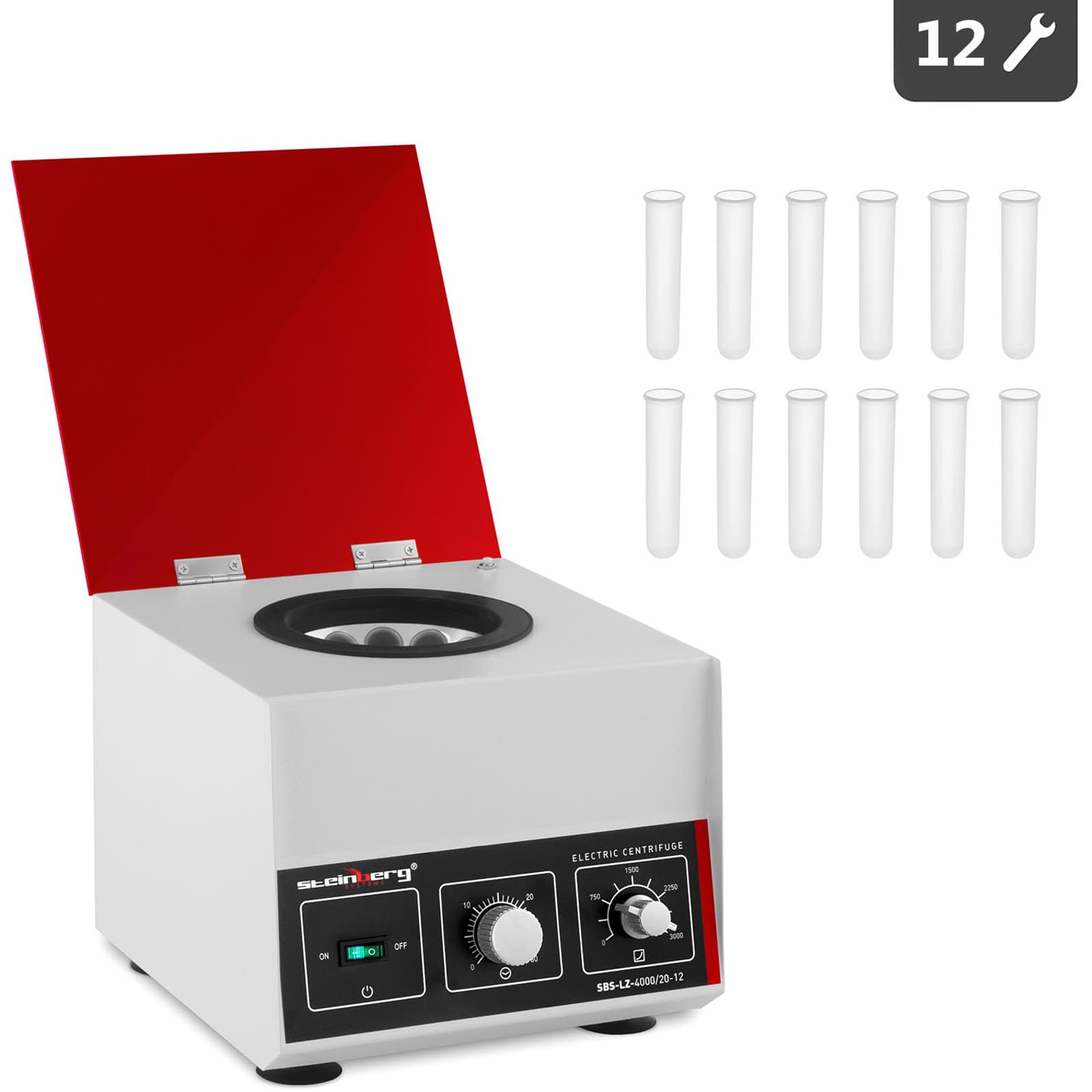 Ammattimainen laboratoriosentrifugi plasmalle 12 putkelle 20 ml 180 W SBS-LZ-4000/20-12 – Steinberg Systems