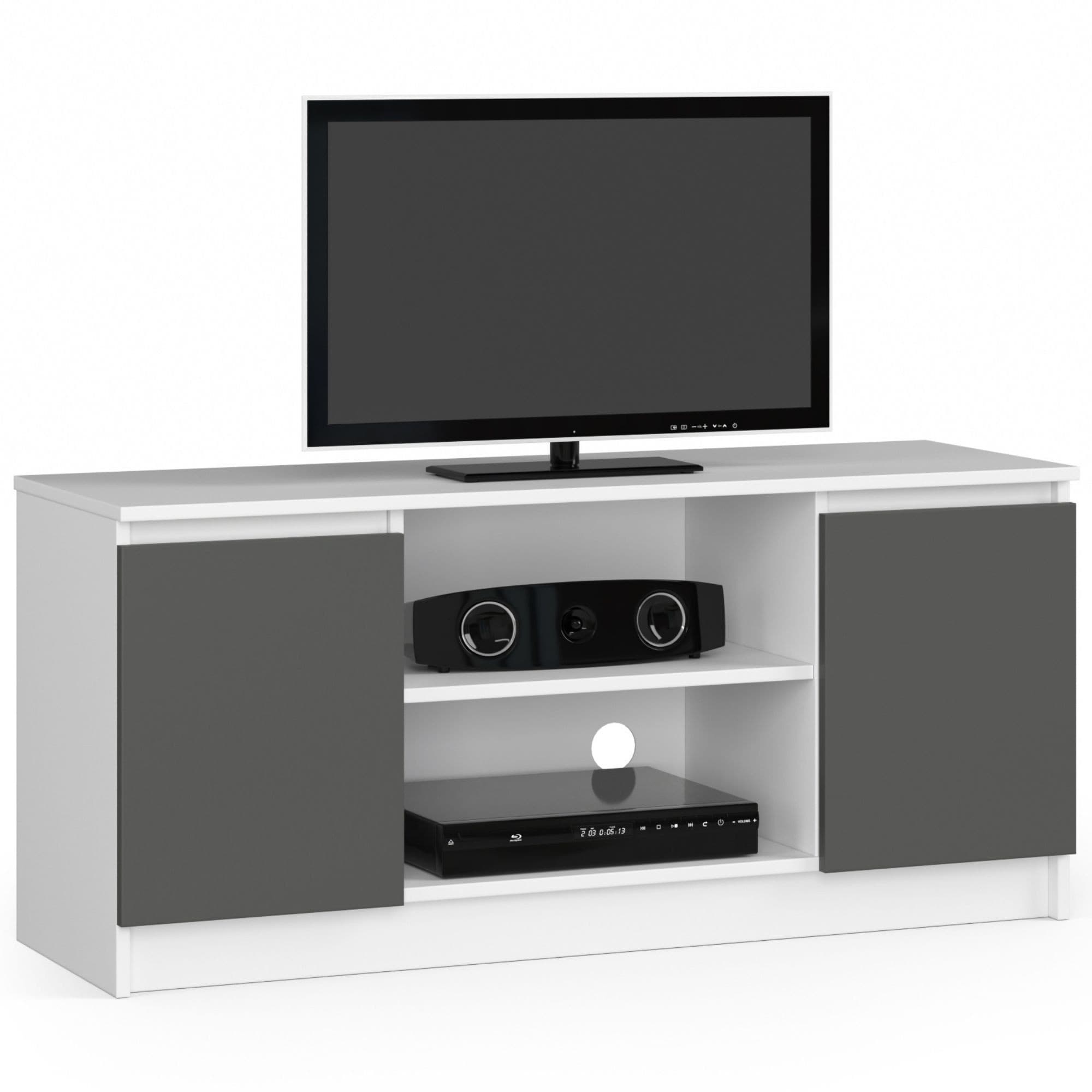 Akord TV-taso 2 ovea 1 hylly Valkoinen/Harmaa Grafiitti 120x40x55 – Akord