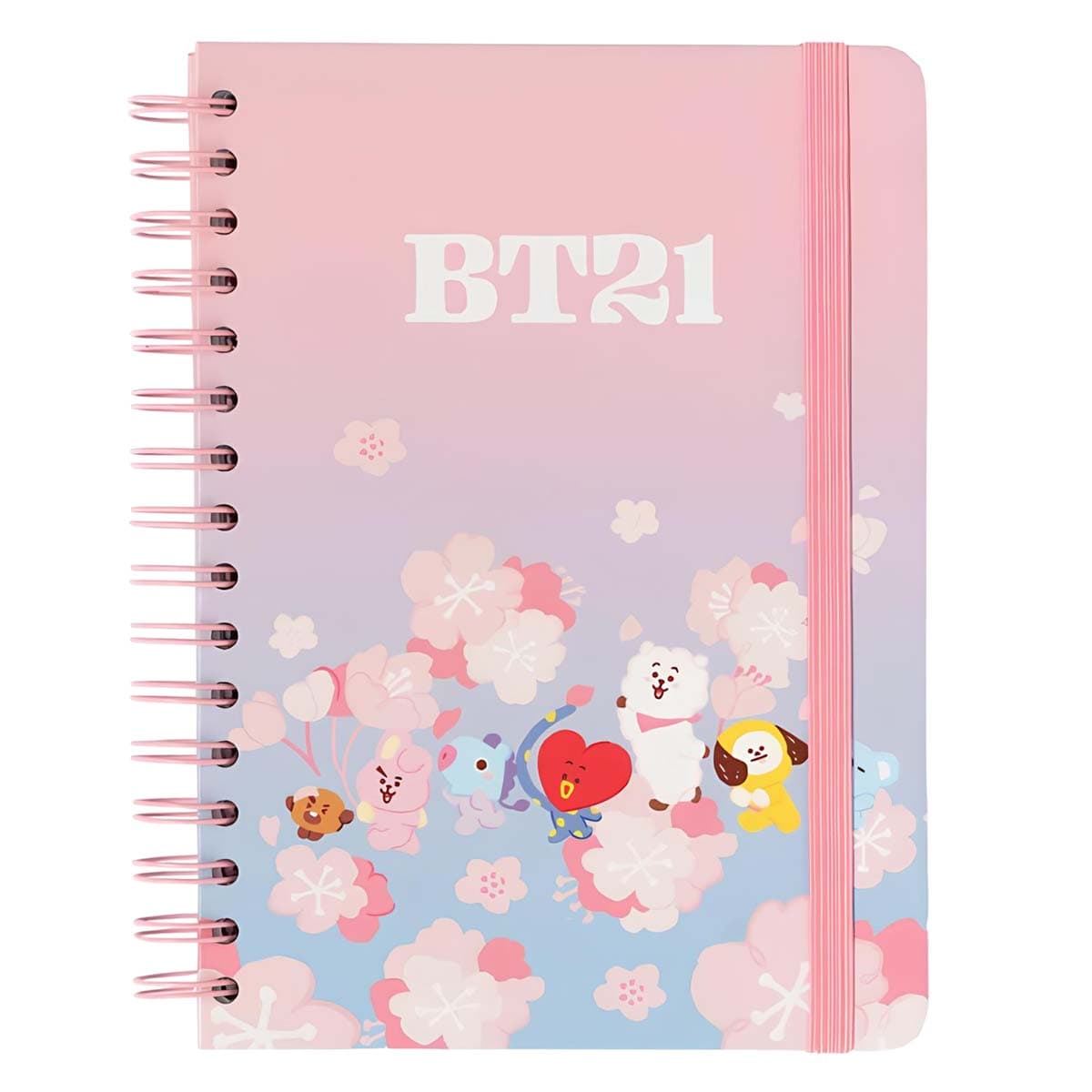 A5-kokoinen kovakantinen spiraalimuistikirja 180 sivua, pistekuvio BT21 – Line Friends Bt21