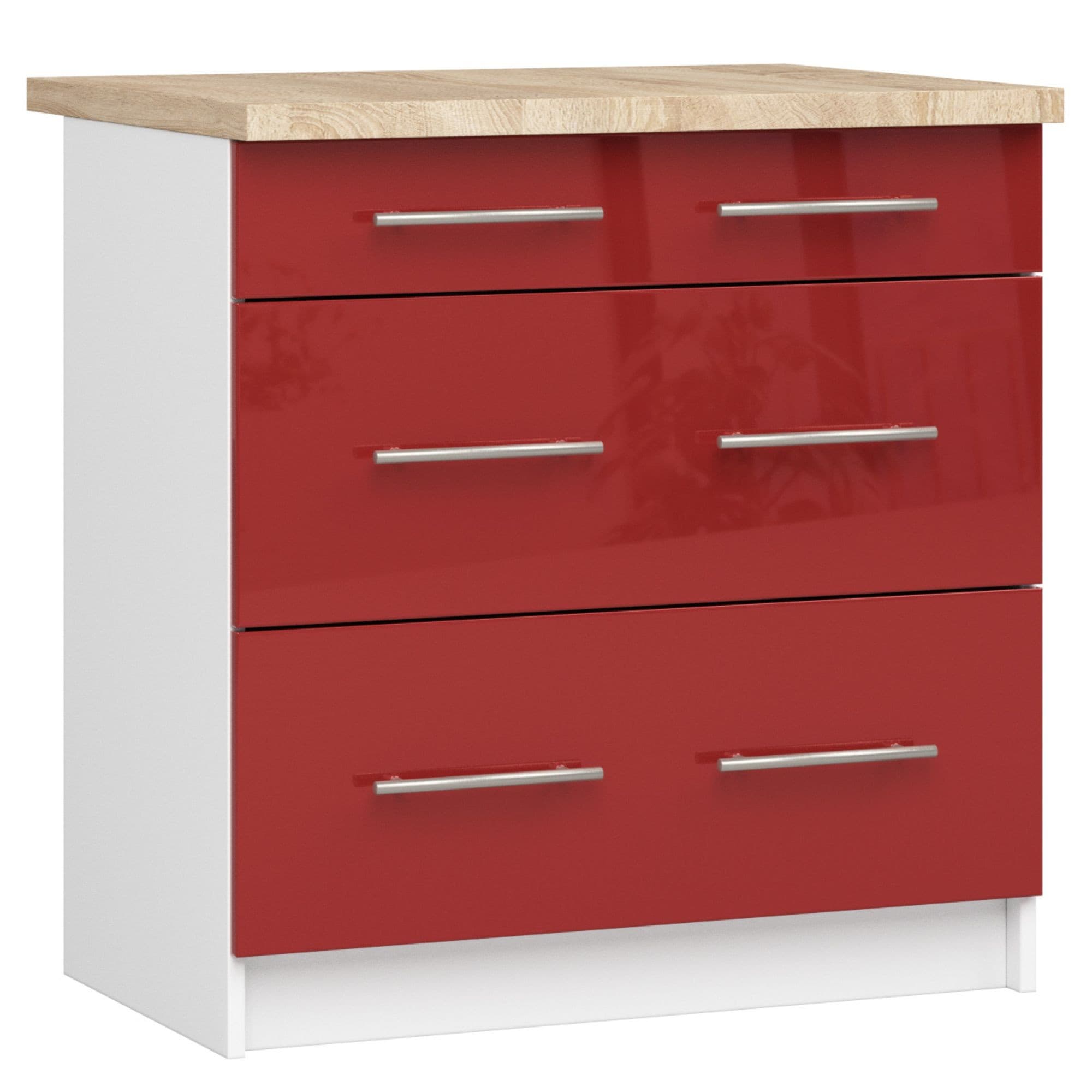 Akord Oliwia Keittiökaappi Valkoinen/Punainen Korkeakiilto Tasolla 80x46x85 – Akord