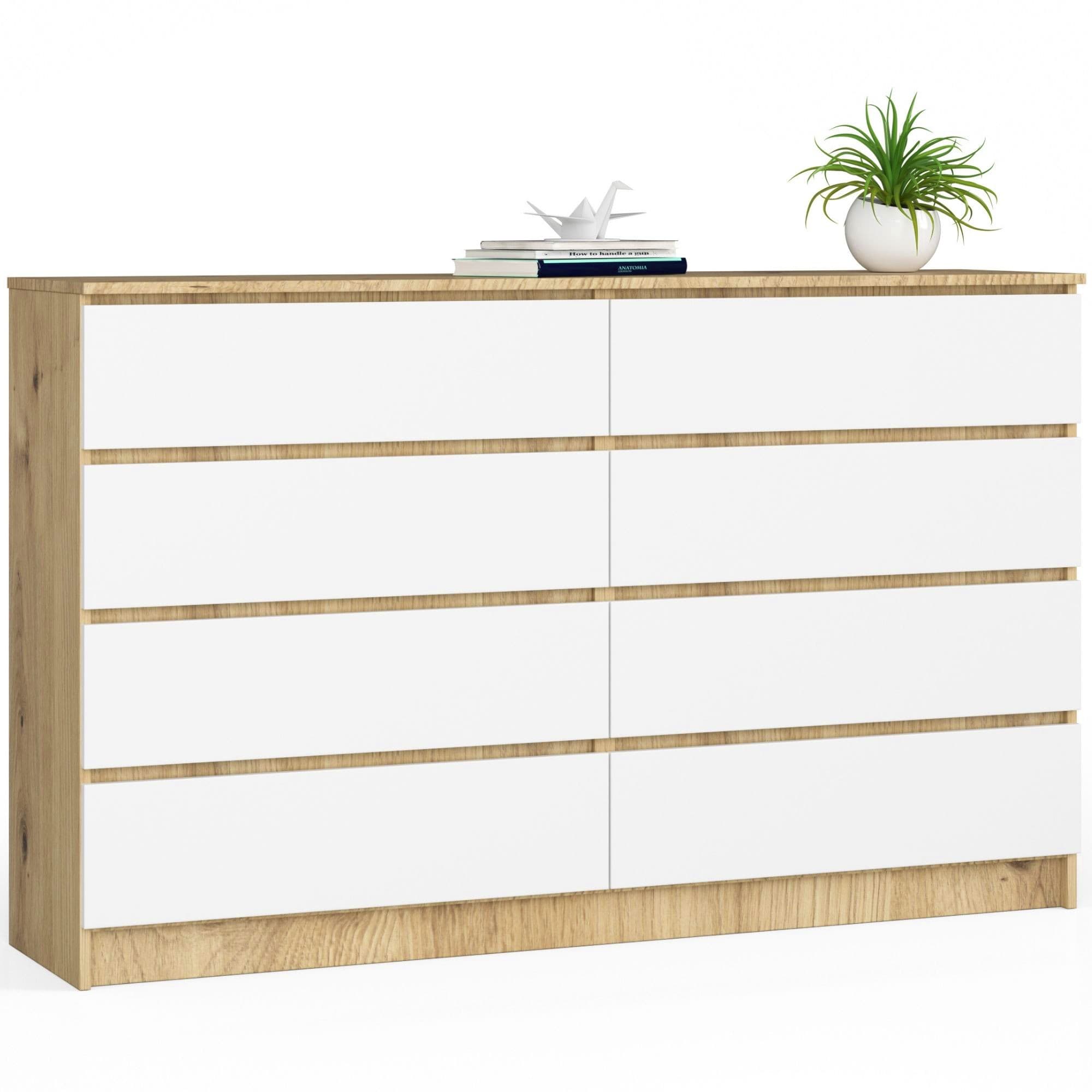 Akord Lipasto 8 laatikkoa Artisan-tammi/Valkoinen 160x40x99 – Akord