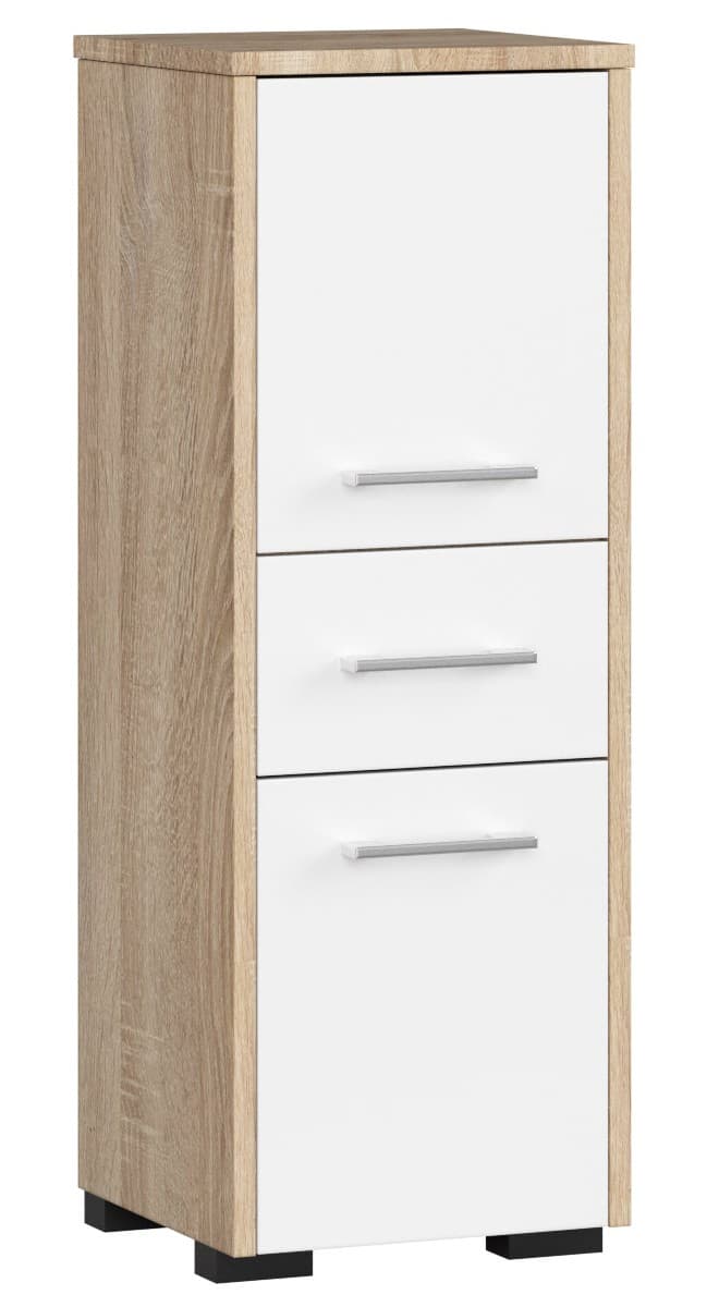 Akord Kylpyhuoneen Kolonni 2 Ovet 1 Laatikko Sonoma-tammi/Valkoinen 30x30x85 – Akord