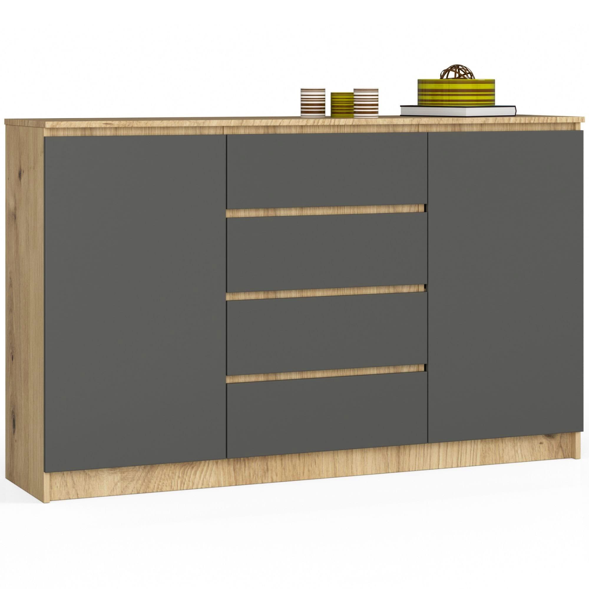 Akord Senkki 2 Ovet 4 Laatikkoa Artisan-tammi/Harmaa Grafiitti 160x40x99 – Akord