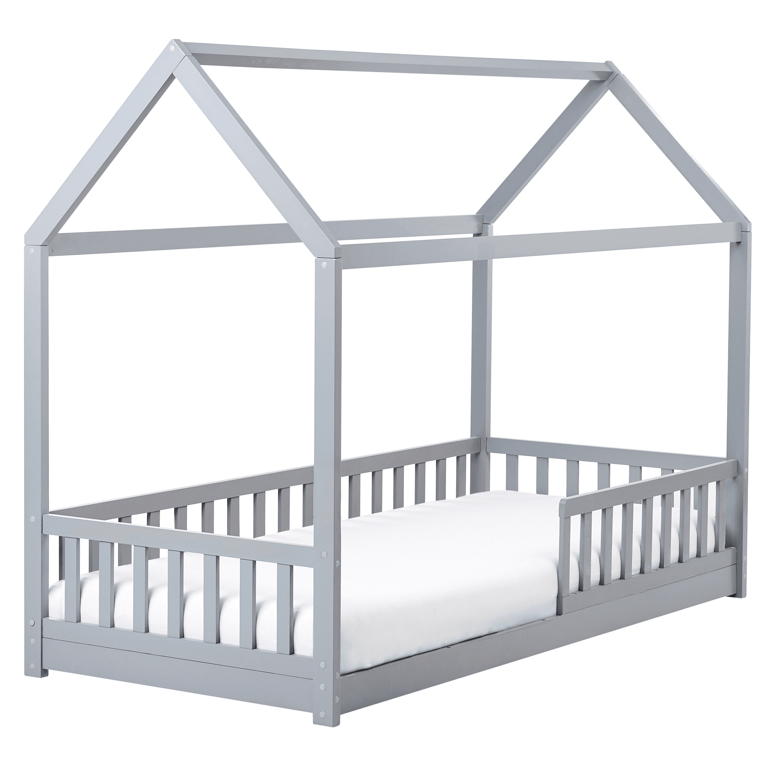 Sänky mänty harmaa 90 x 200 cm COSSAYE – Beliani