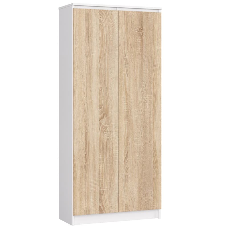 Akord Hylly 2-ovinen 8-tasoinen Valkoinen/Sonoma-tammi 80x35x180 – Akord