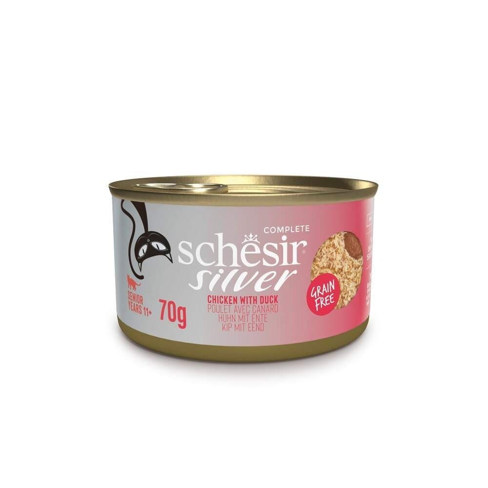 Schesir Silver Mousse & Shreds kana & ankka 70 g – Schesir