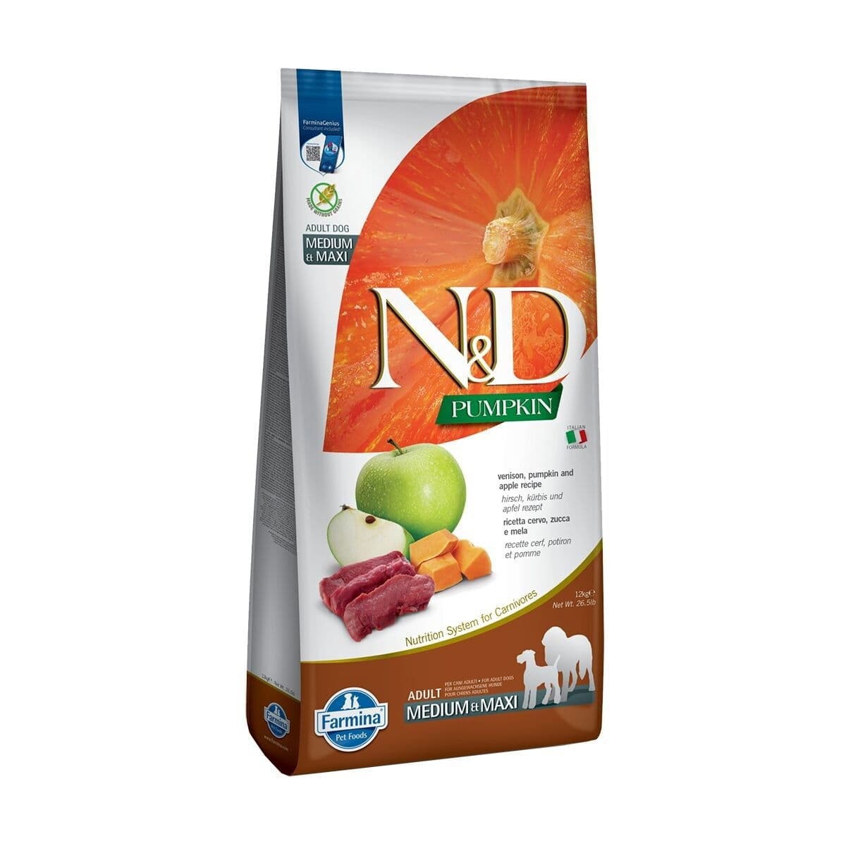 Farmina N&D Pumpkin Dog Venison&Apple M/L 12kg – Farmina