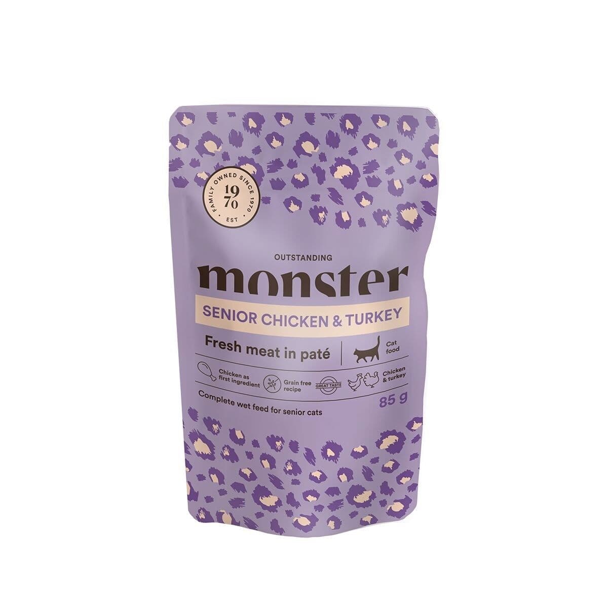 Monster Cat Senior kana-kalkkuna 85 g – Monster Pet Food