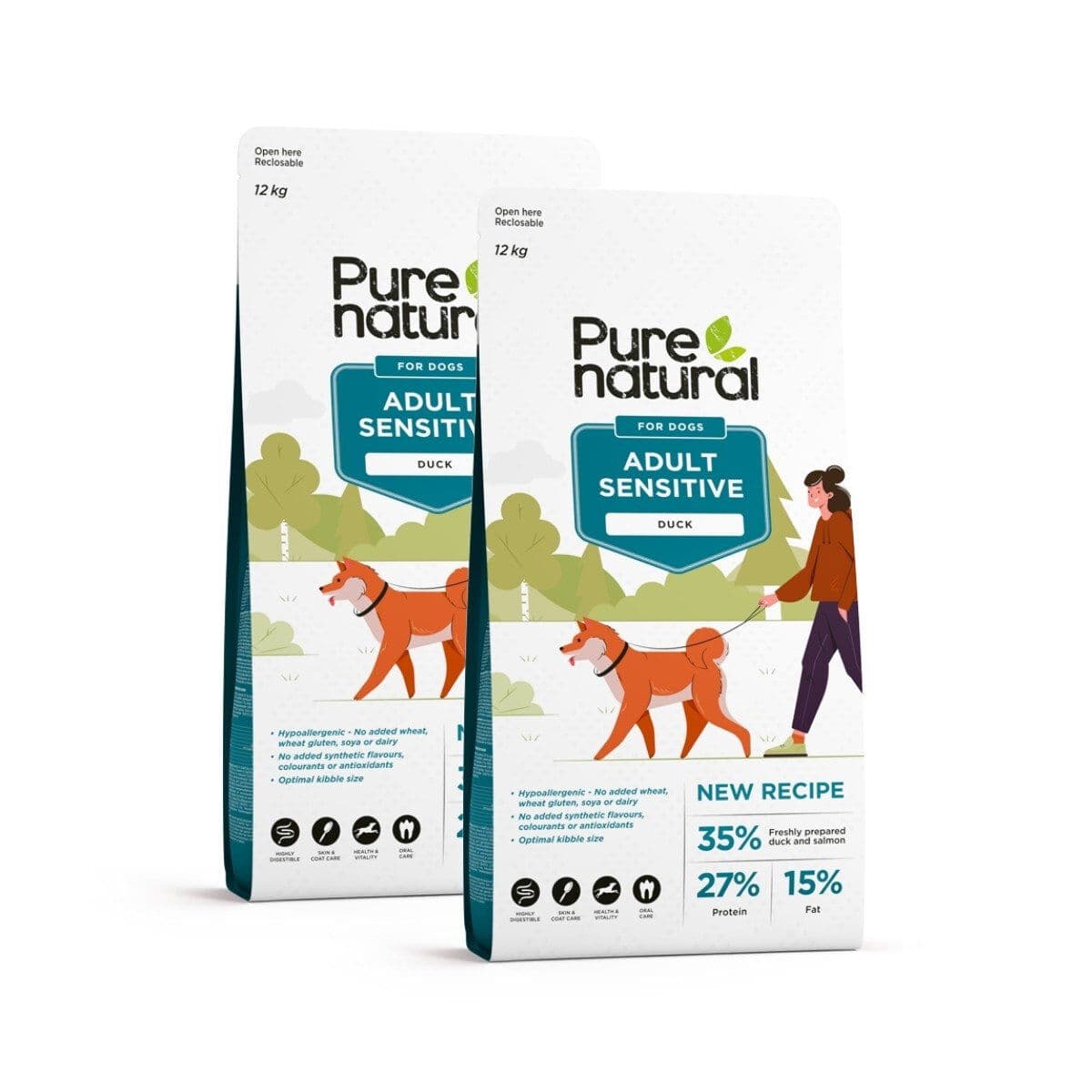 Purenatural Dog Adult Sensitive Duck 2 x 12 kg, vain verkosta – Purenatural