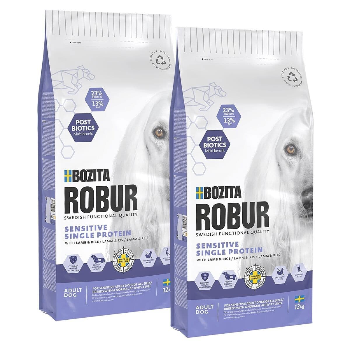Bozita Robur Adult Sensitive Single Lamb 2x12 kg – Bozita Robur