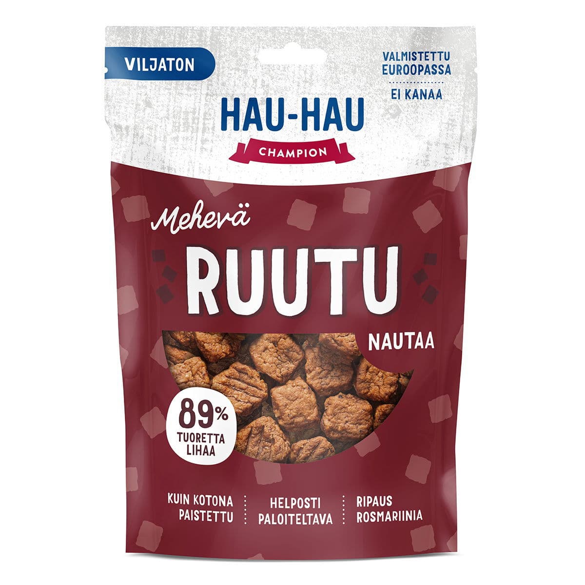 Hau-Hau Champion Mehevä Ruutu Nautaa 140g – Hau Hau Champion
