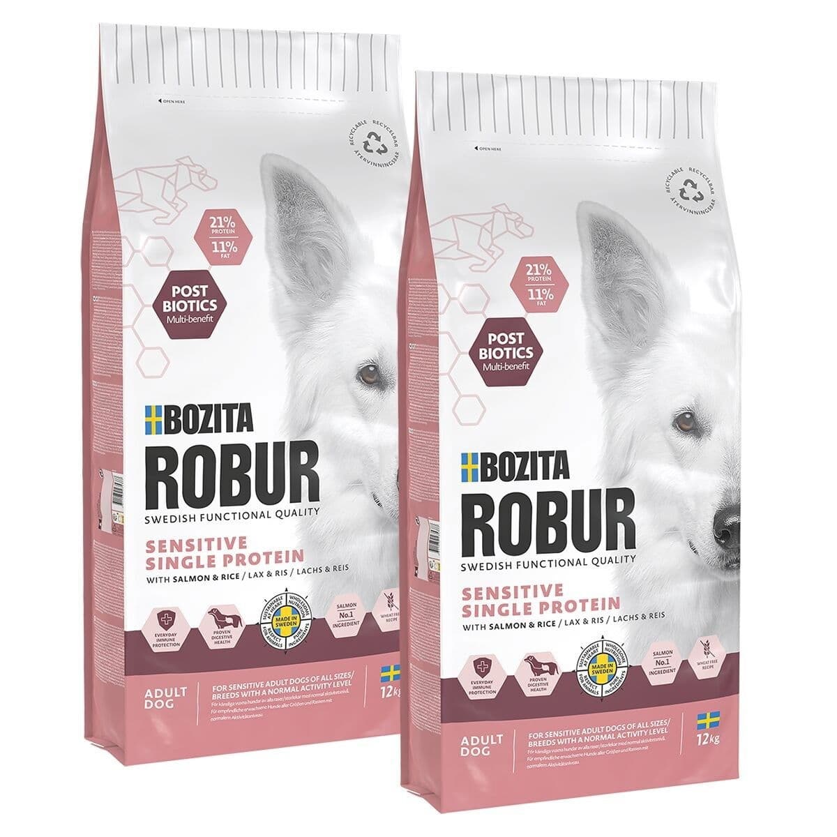 Bozita Robur Adult Sensitive Single Salmon 2x12 kg – Bozita Robur