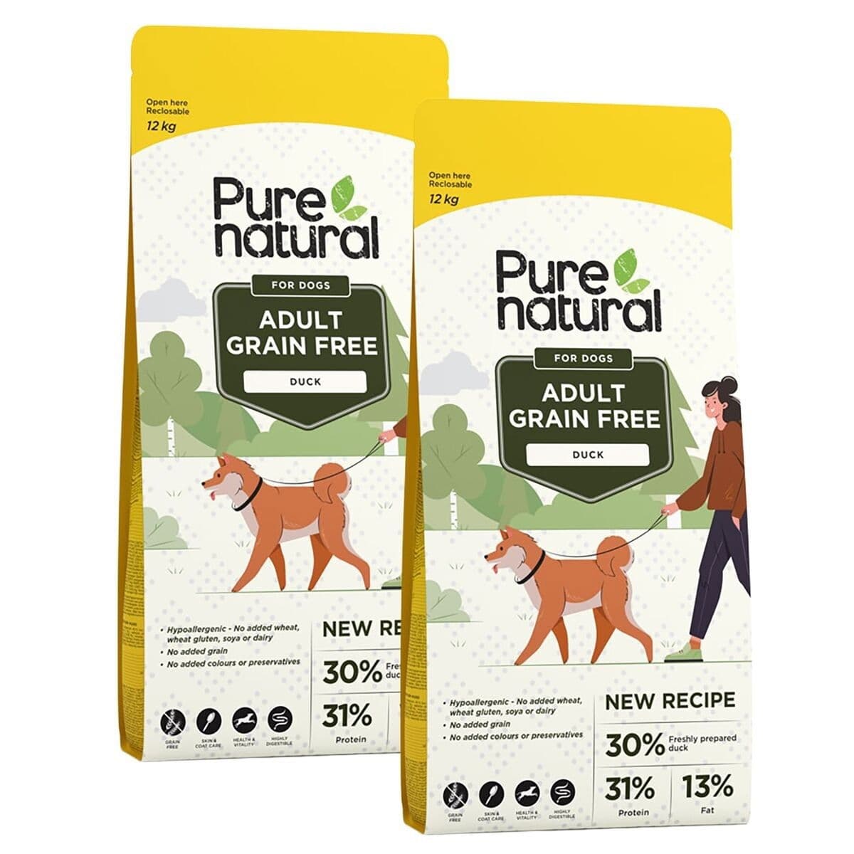 Purenatural Dog Adult Grain Free Duck 2 x 12 kg, vain verkosta – Purenatural