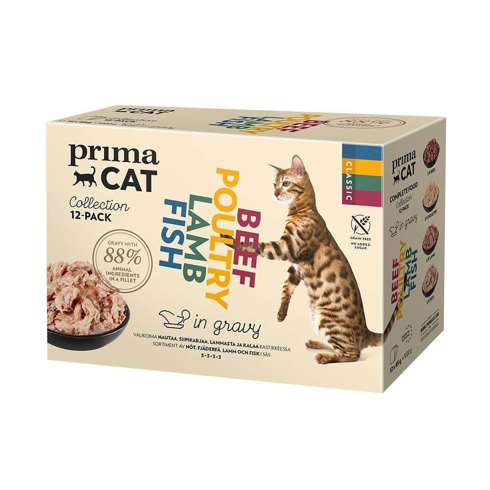 PrimaCat Classic Multipack kastikkeessa 12 x 85 g – PrimaCat