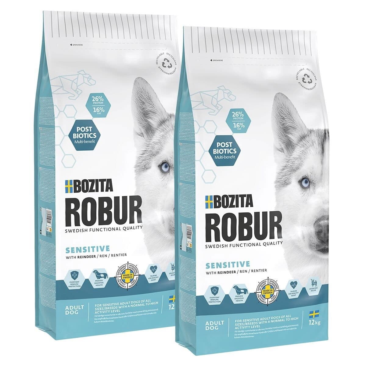 Bozita Robur Adult Sensitive Reindeer 2x12 kg – Bozita Robur
