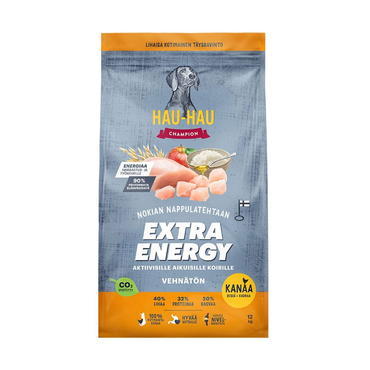 Hau-Hau Champion Extra Energia Kana, riisi ja kaura 12kg – Hau Hau Champion