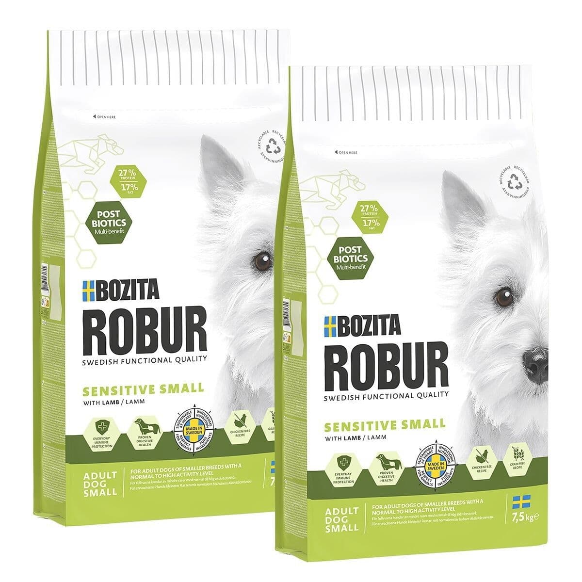Bozita Robur Adult Small Breed Sensitive 2x7,5 kg – Bozita Robur