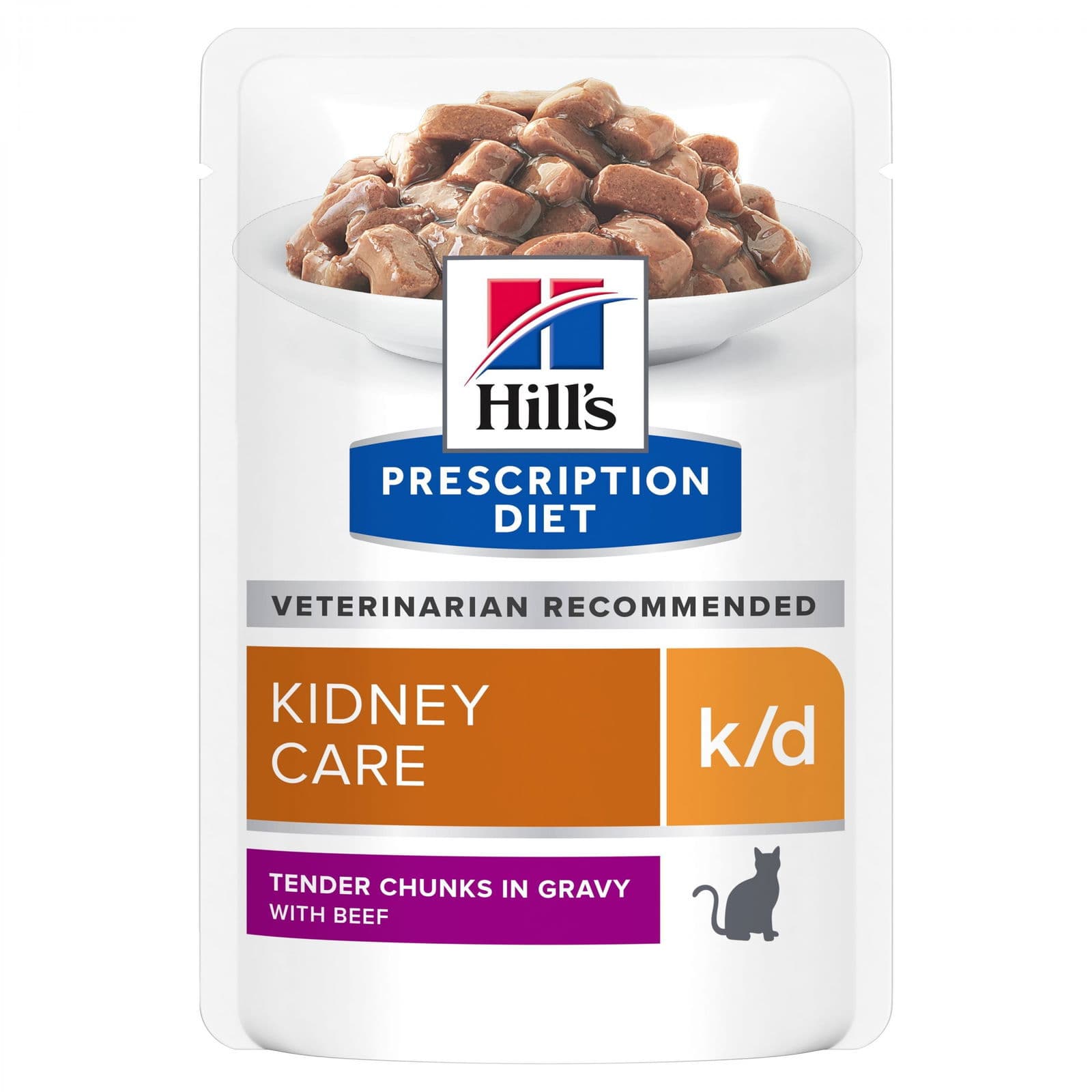 Hills Diet Cat k/d Beef Pouch 12x85g – Hill's Prescription Diet