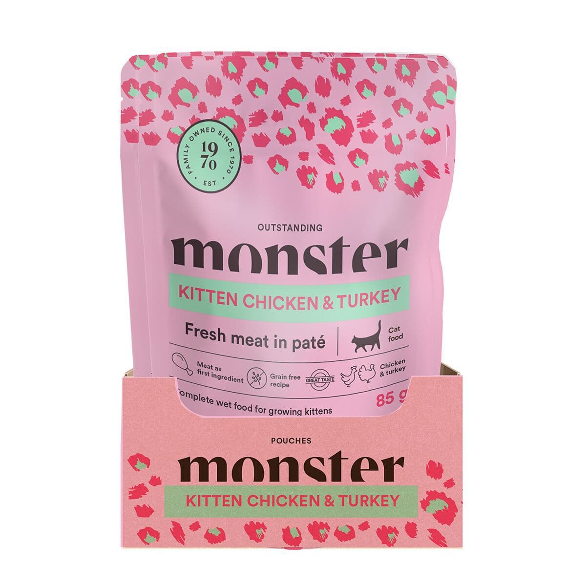 Monster Cat Pouch Kitten Chicken & Turkey 16 x 85 g – Monster Pet Food