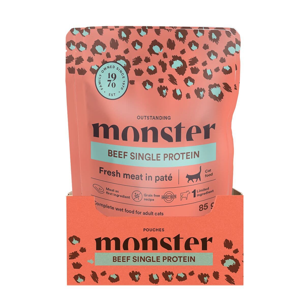 Monster Cat Pouch Adult Beef 16 x 85 g – Monster Pet Food