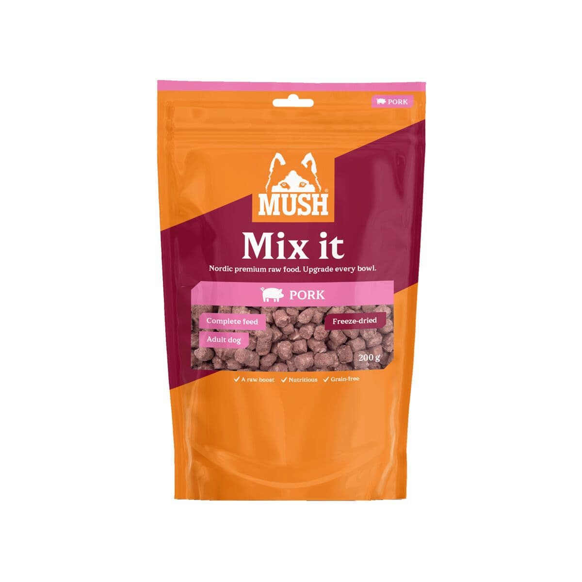 Mush Mix it -pakastekuivattu koiranruoka, possu – Mush